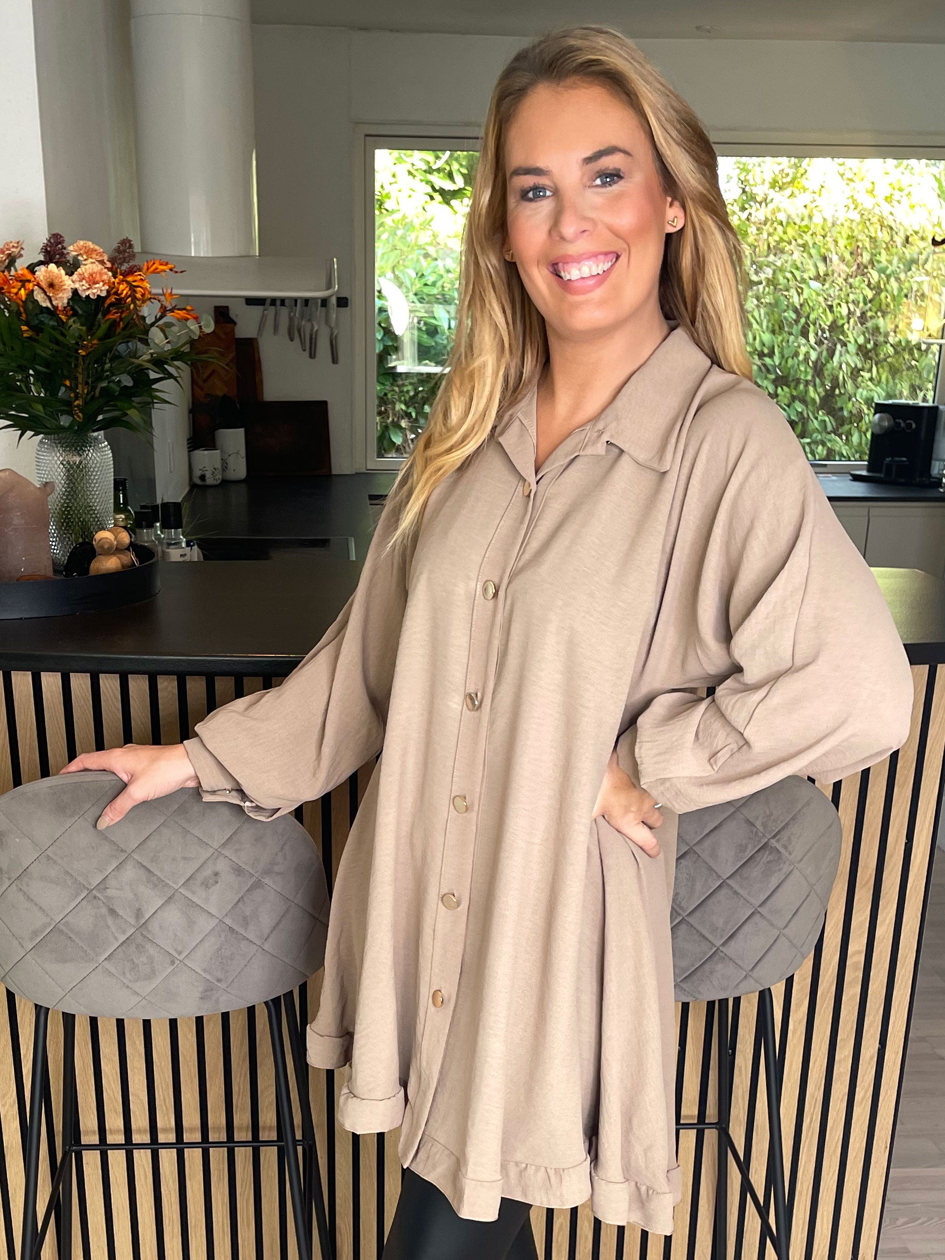 Nilsa - Sød skjorte kjole med lille flæse