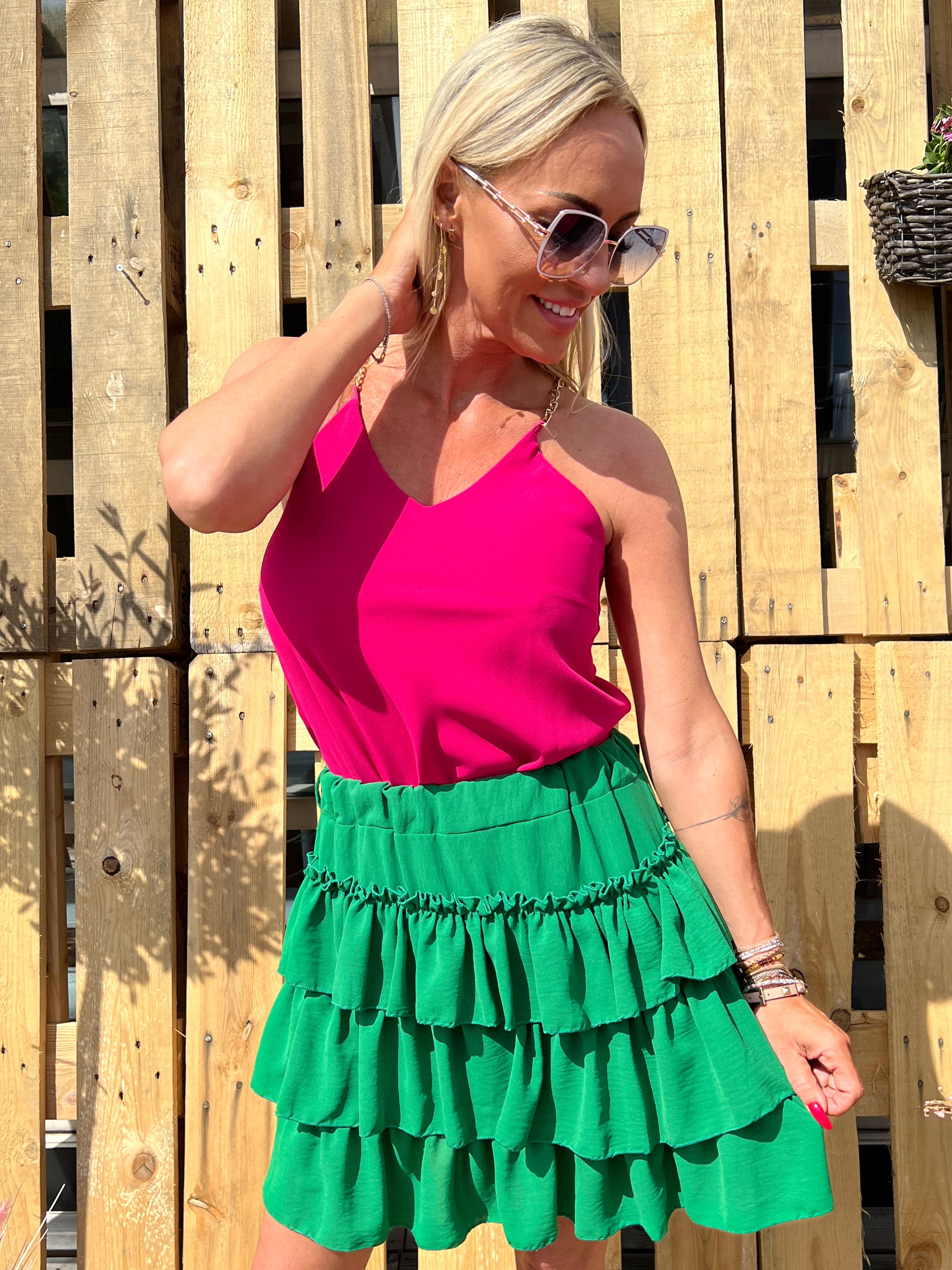 Nina - Flæsenederdel med elastikkant