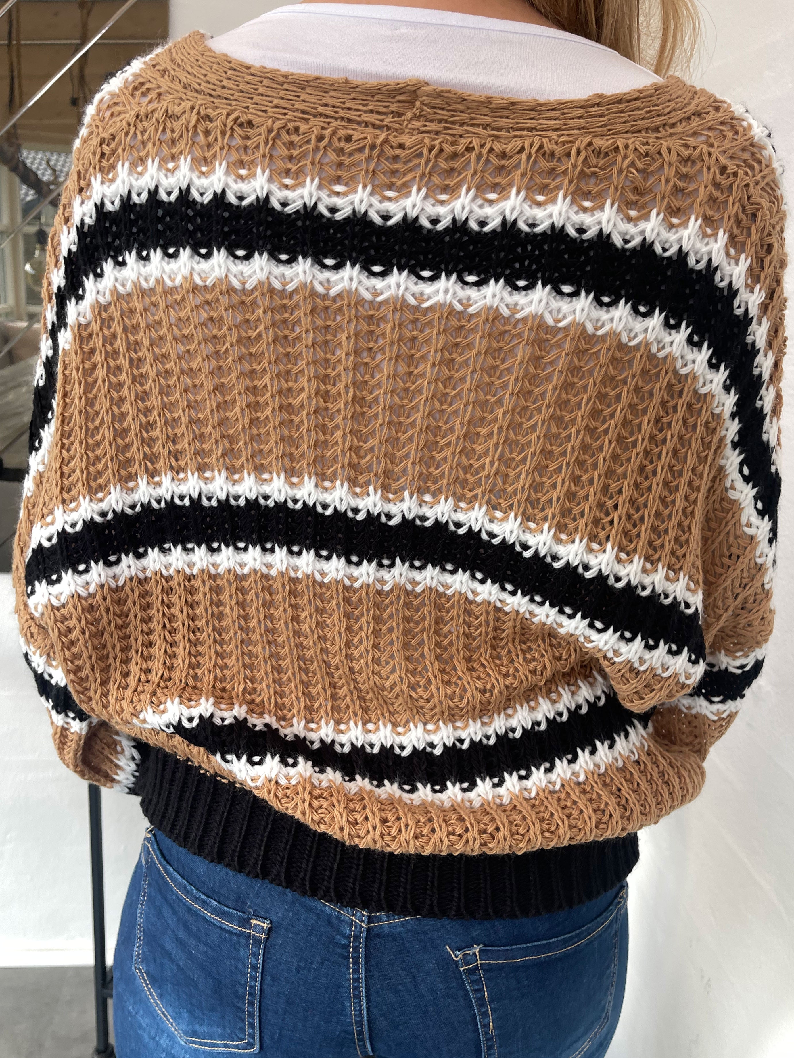 Noelia - Kort strikket cardigan med striber