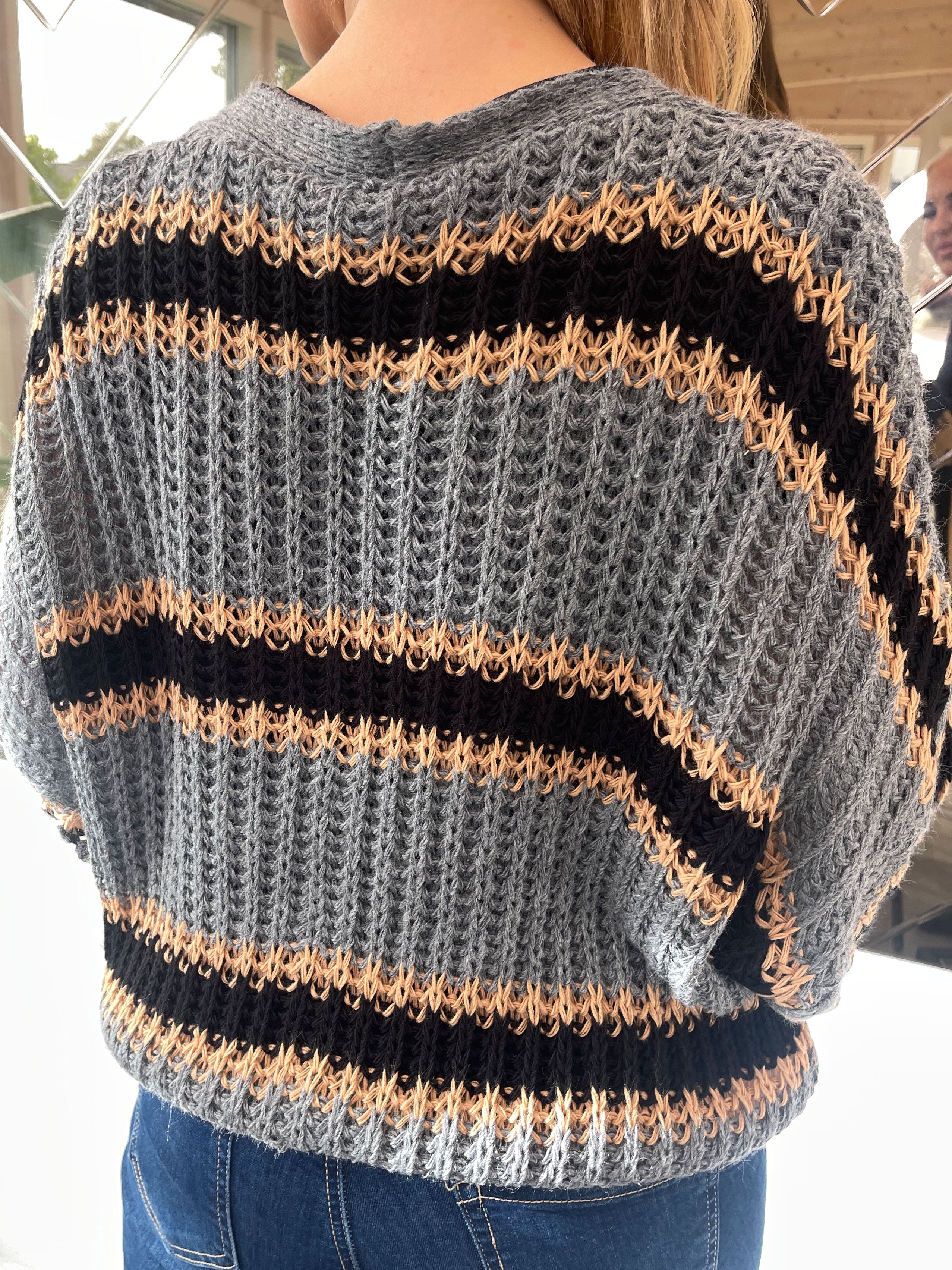 Noelia - Kort strikket cardigan med striber