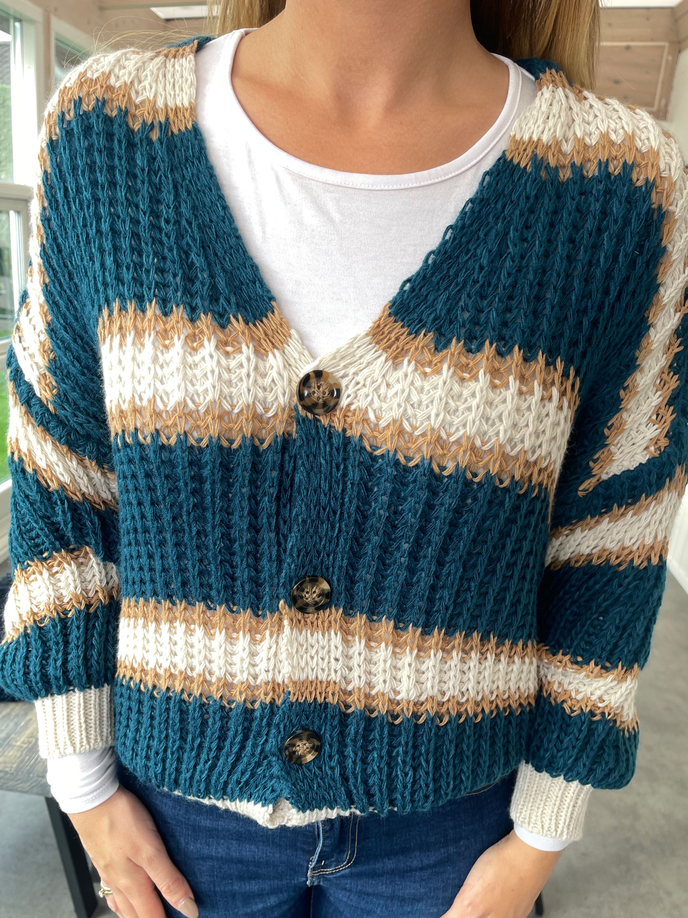 Noelia - Kort strikket cardigan med striber