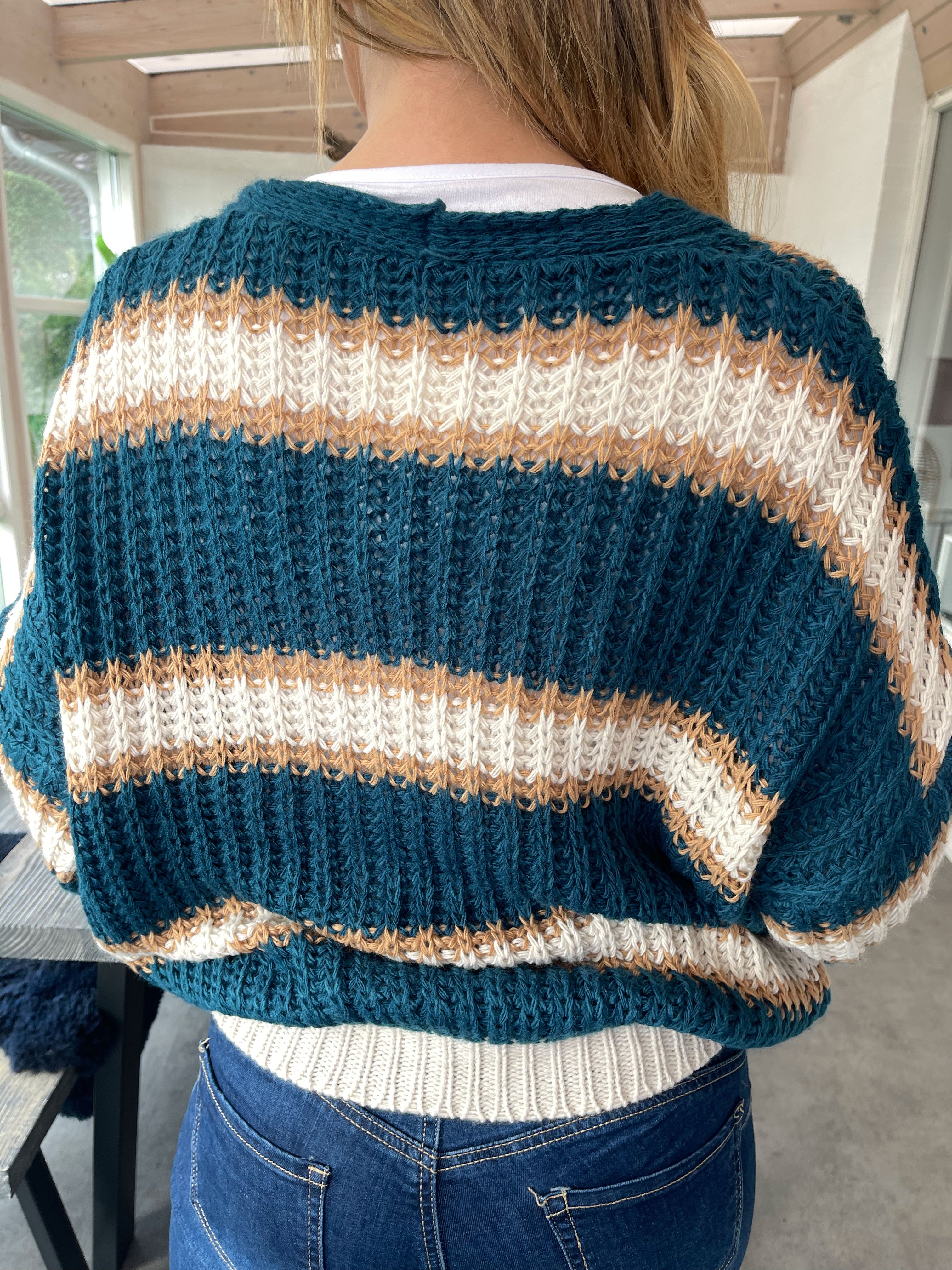 Noelia - Kort strikket cardigan med striber