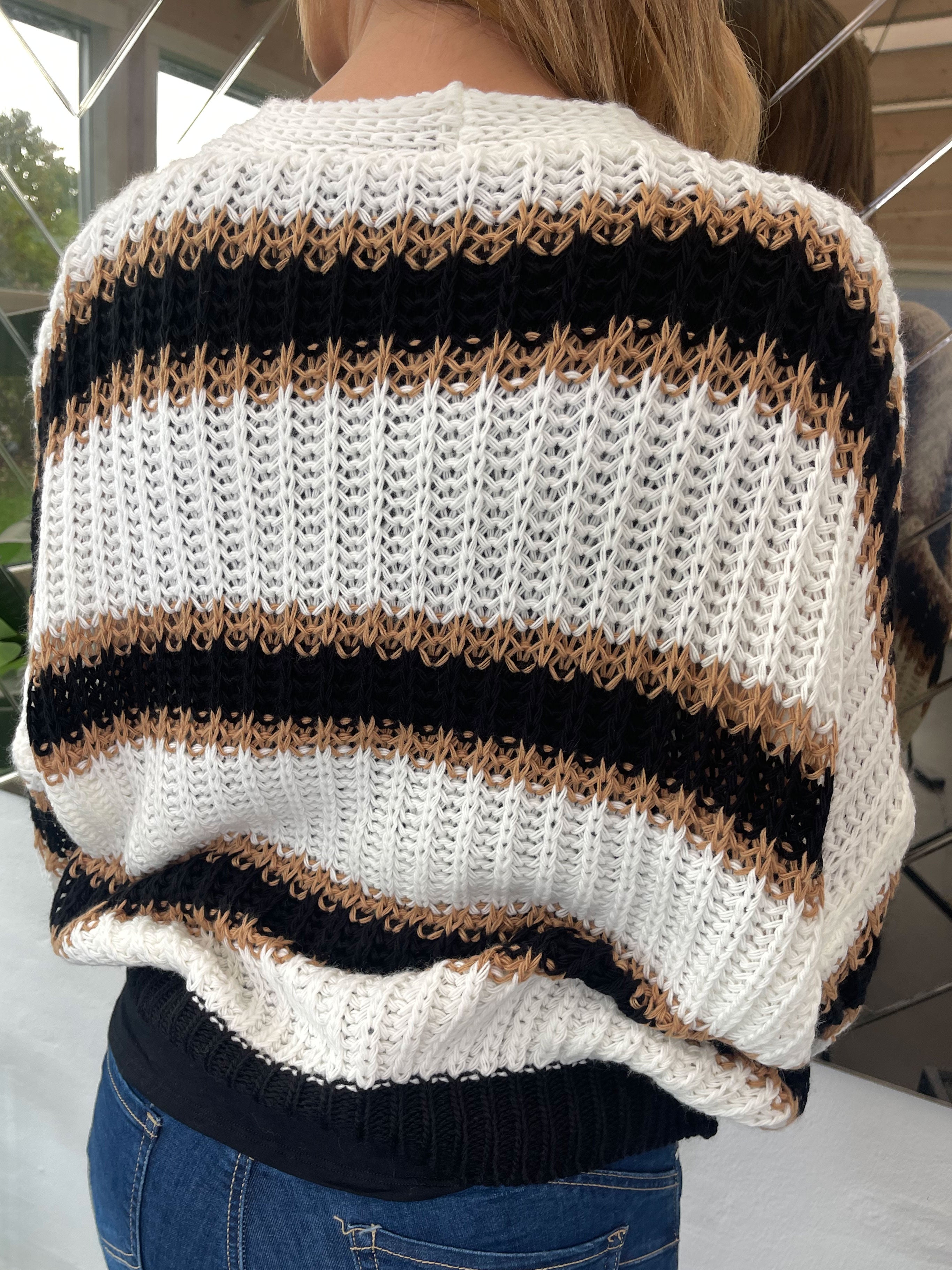 Noelia - Kort strikket cardigan med striber