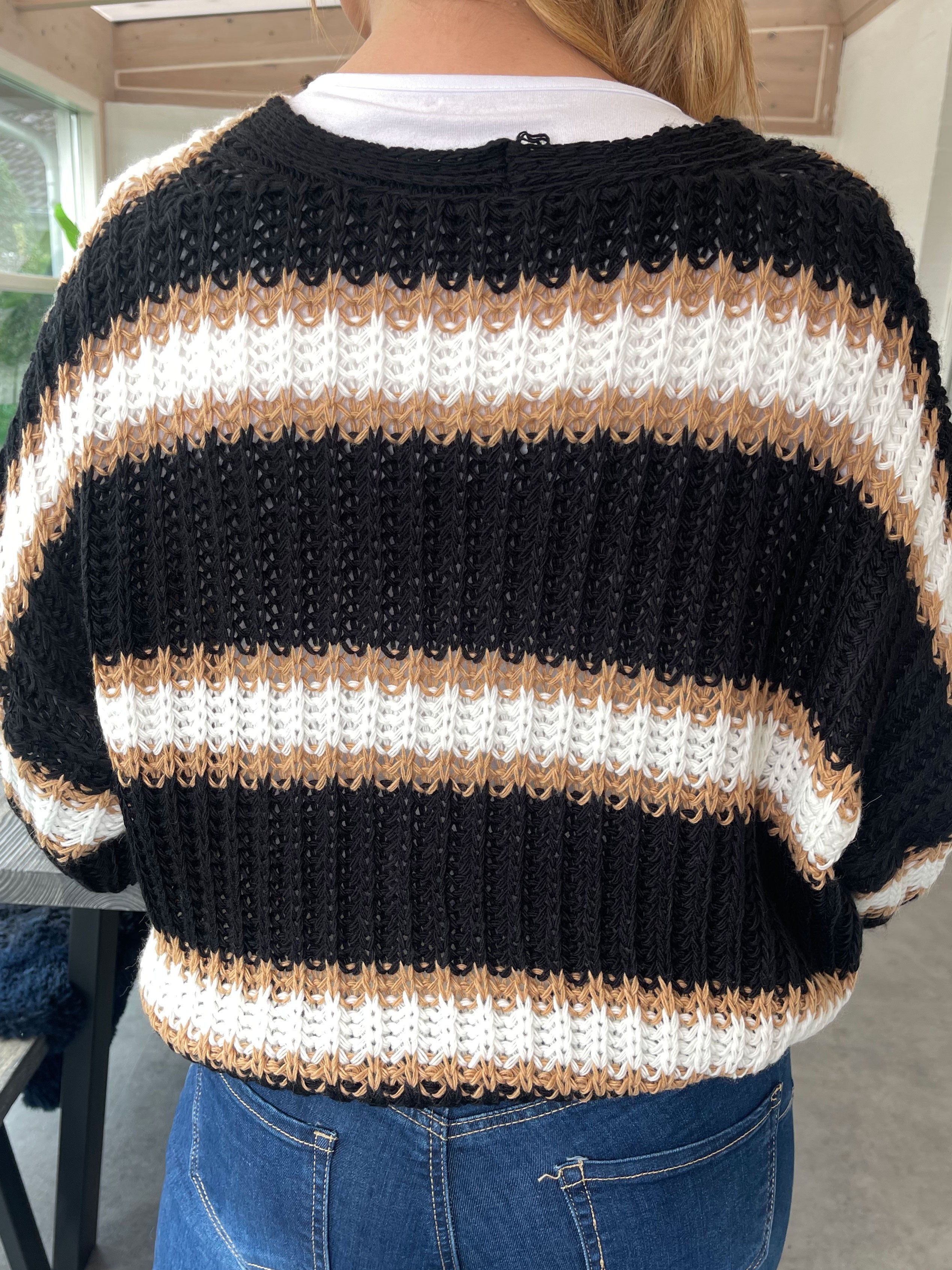 Noelia - Kort strikket cardigan med striber