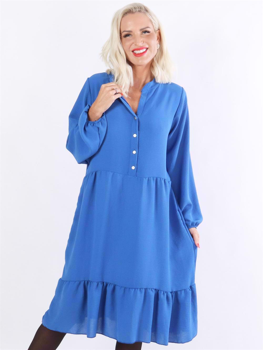 Nora - Plain kjole med flæselag