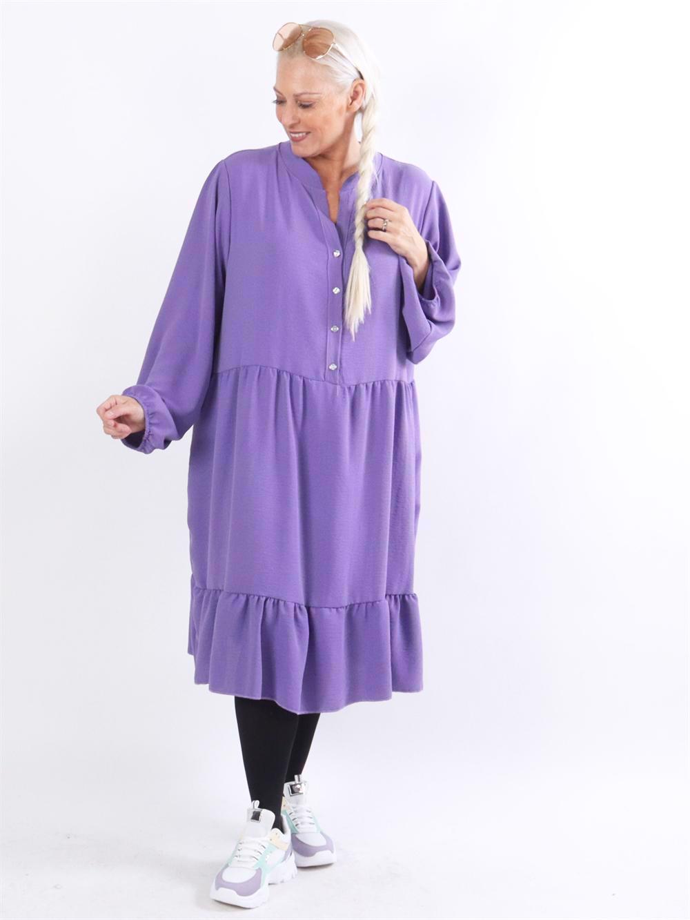 Nora - Plain kjole med flæselag