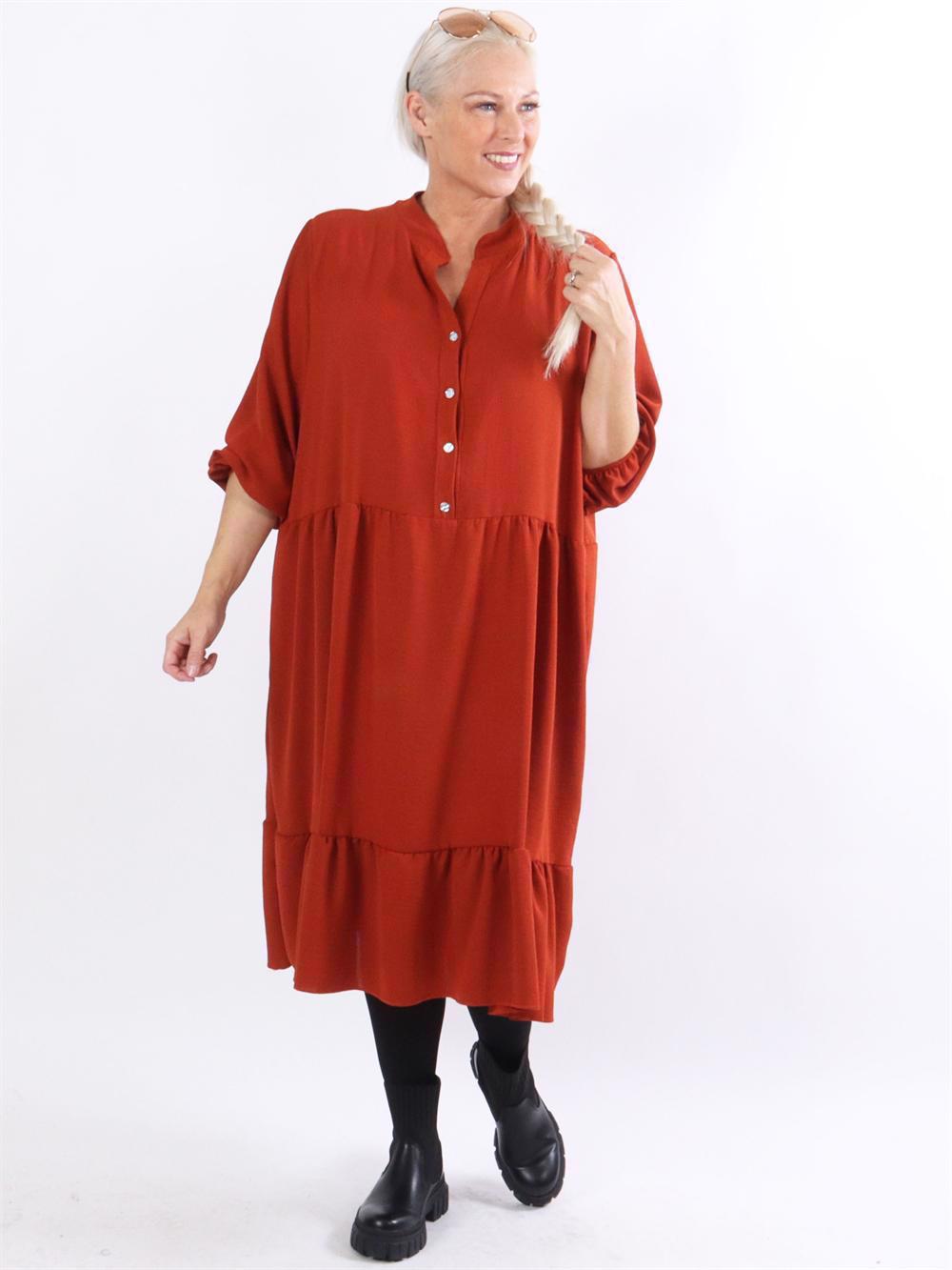 Nora - Plain kjole med flæselag