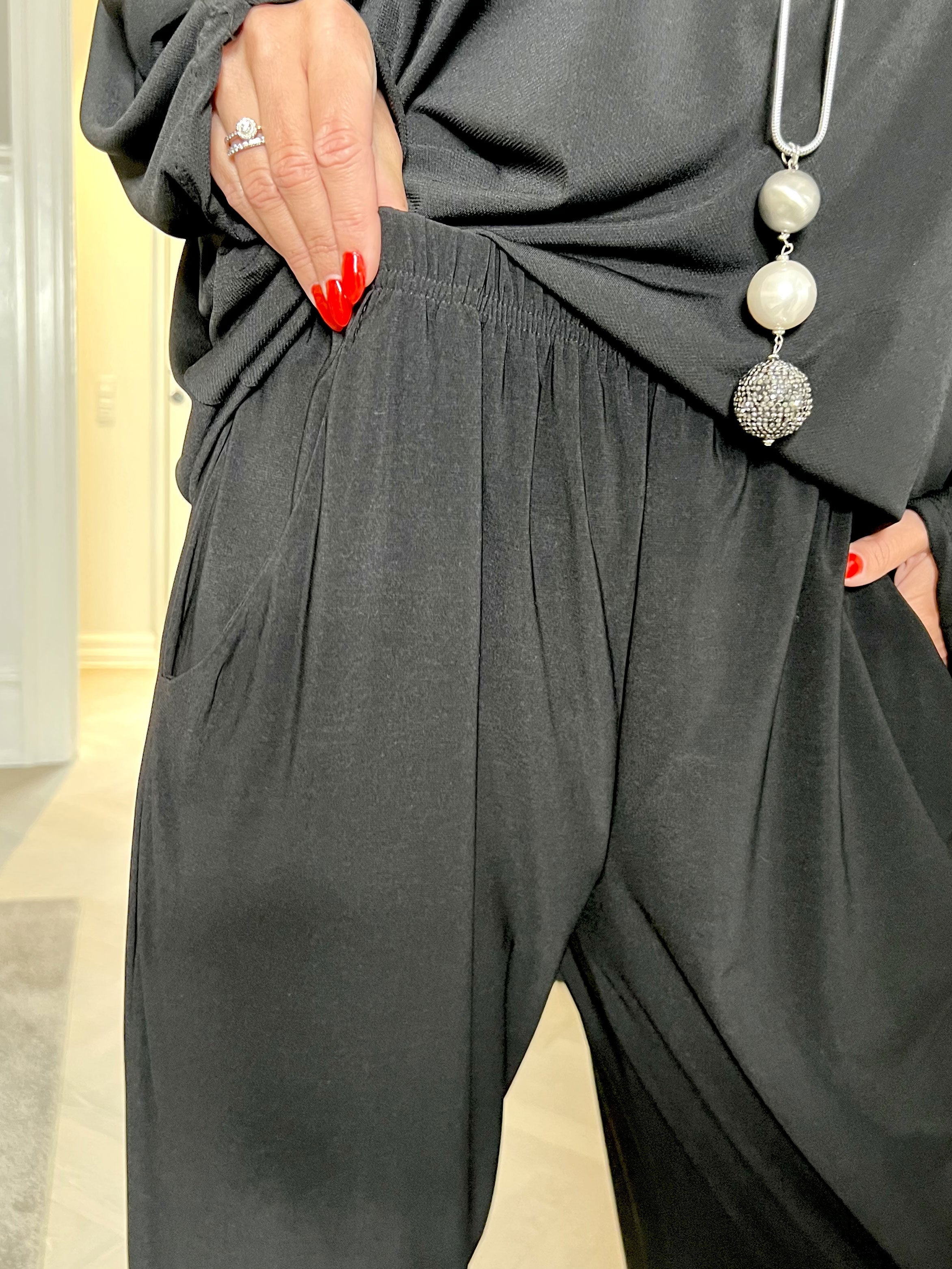 Osane - Sorte elastiske løse bukser