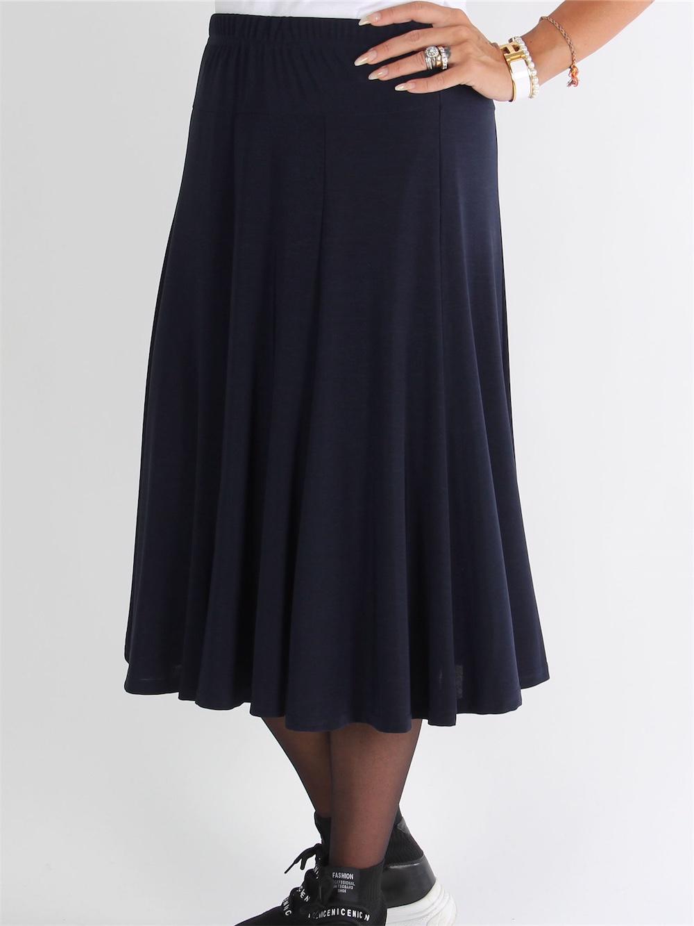 Padova - Sort knælang nederdel i elastisk stof