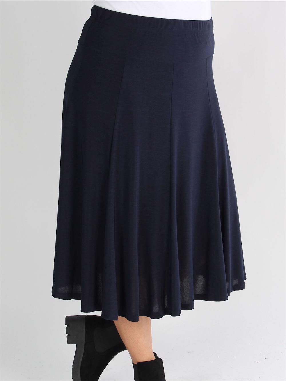 Padova - Sort knælang nederdel i elastisk stof