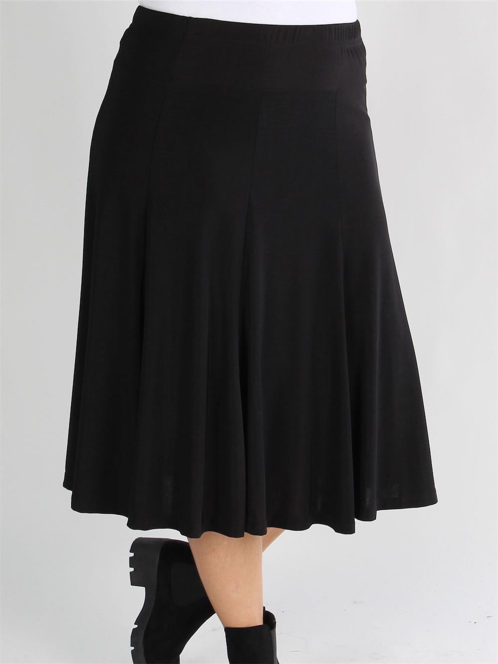 Padova - Sort knælang nederdel i elastisk stof