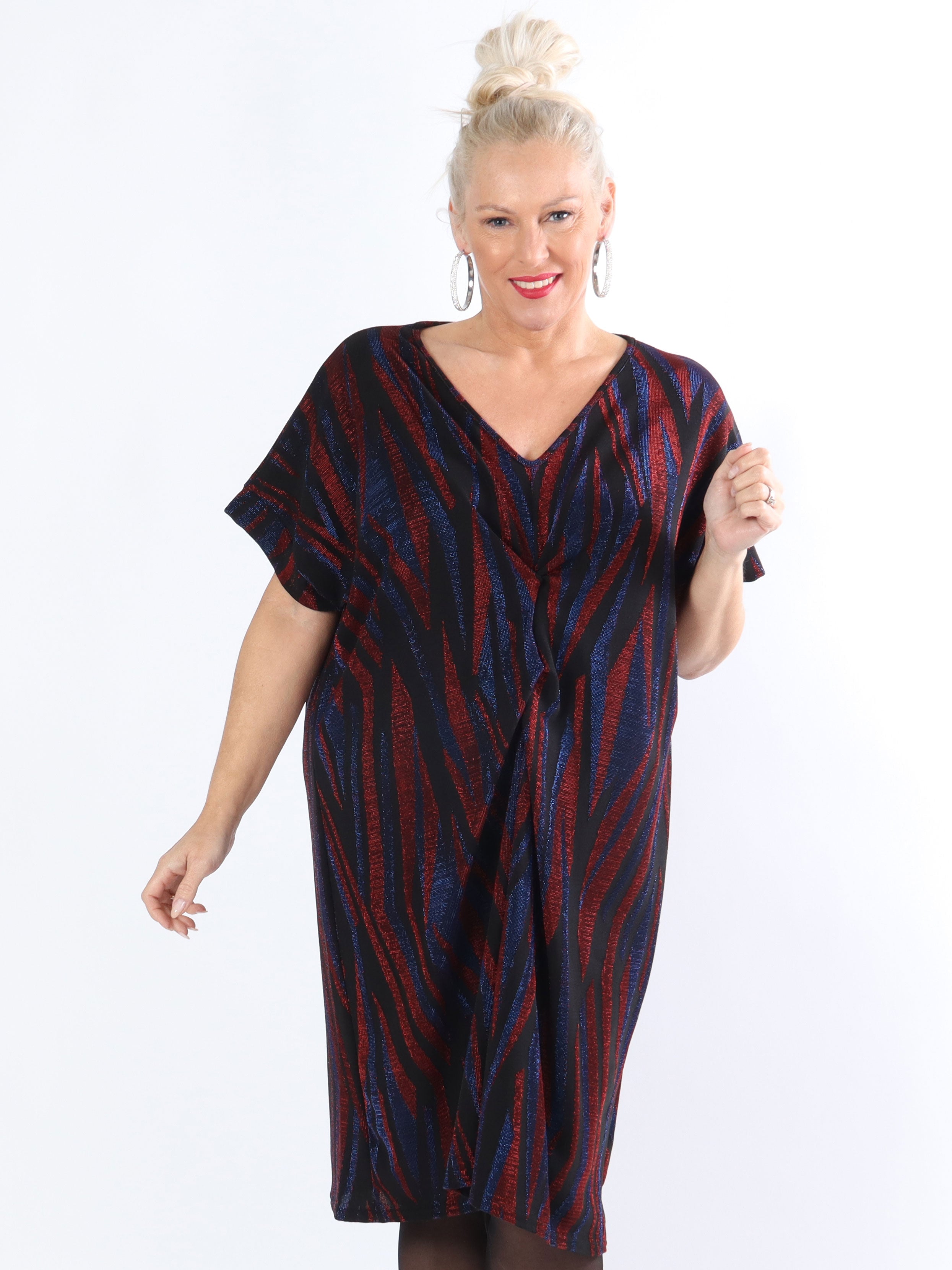 Paloma - Plus size tunikakjole med glimmer og v-hals