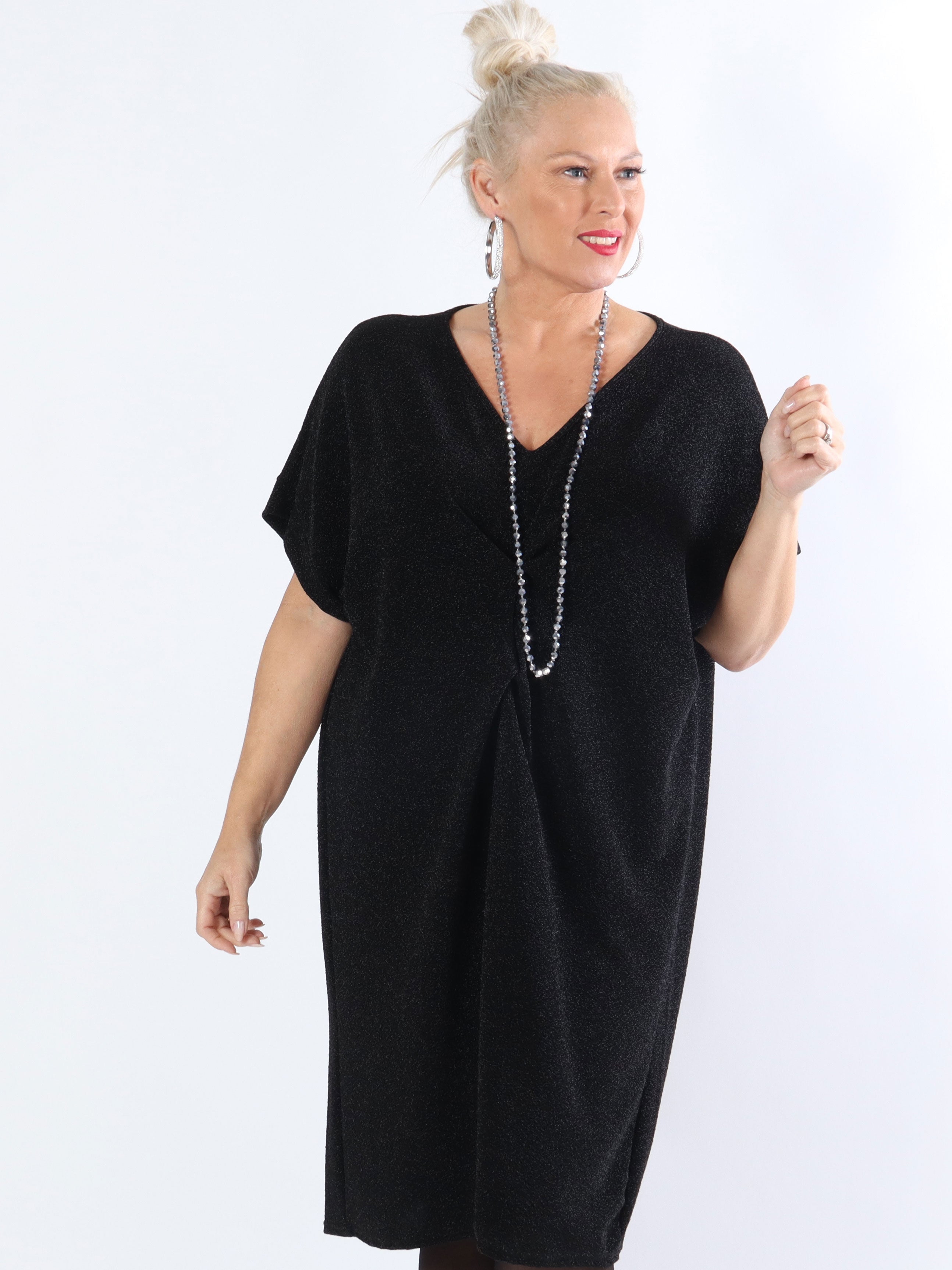 Paloma - Plus size tunikakjole med glimmer og v-hals