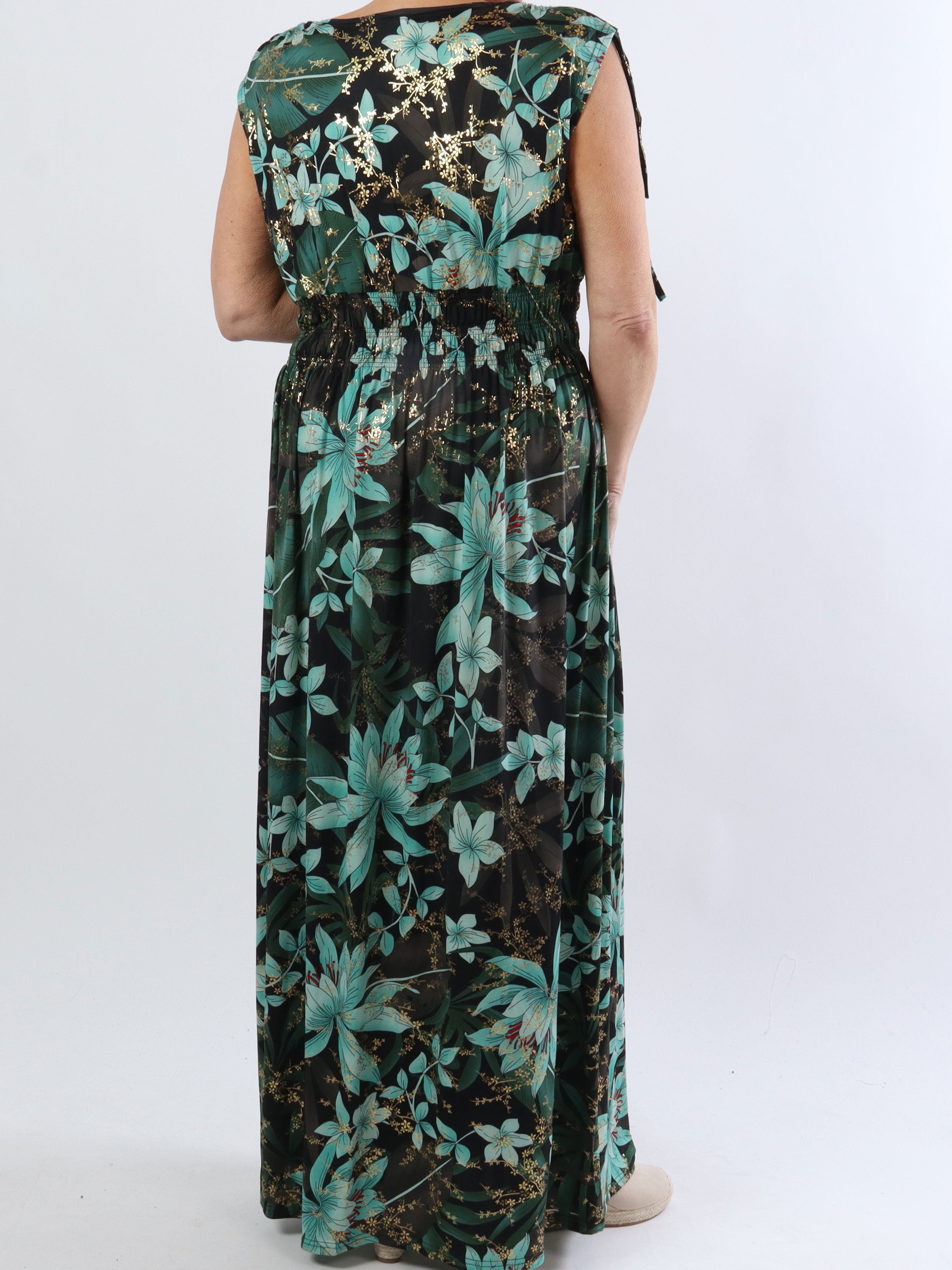 Pams Sleeveless - Lang plus size kjole i krølfrit stof