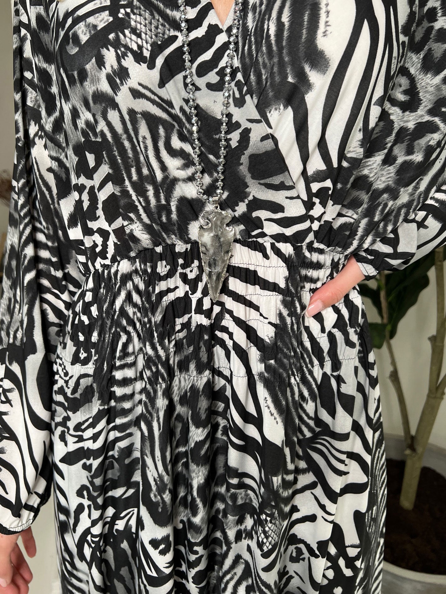 Pams Long Sleeve - Lang elastisk kjole i krølfrit stof