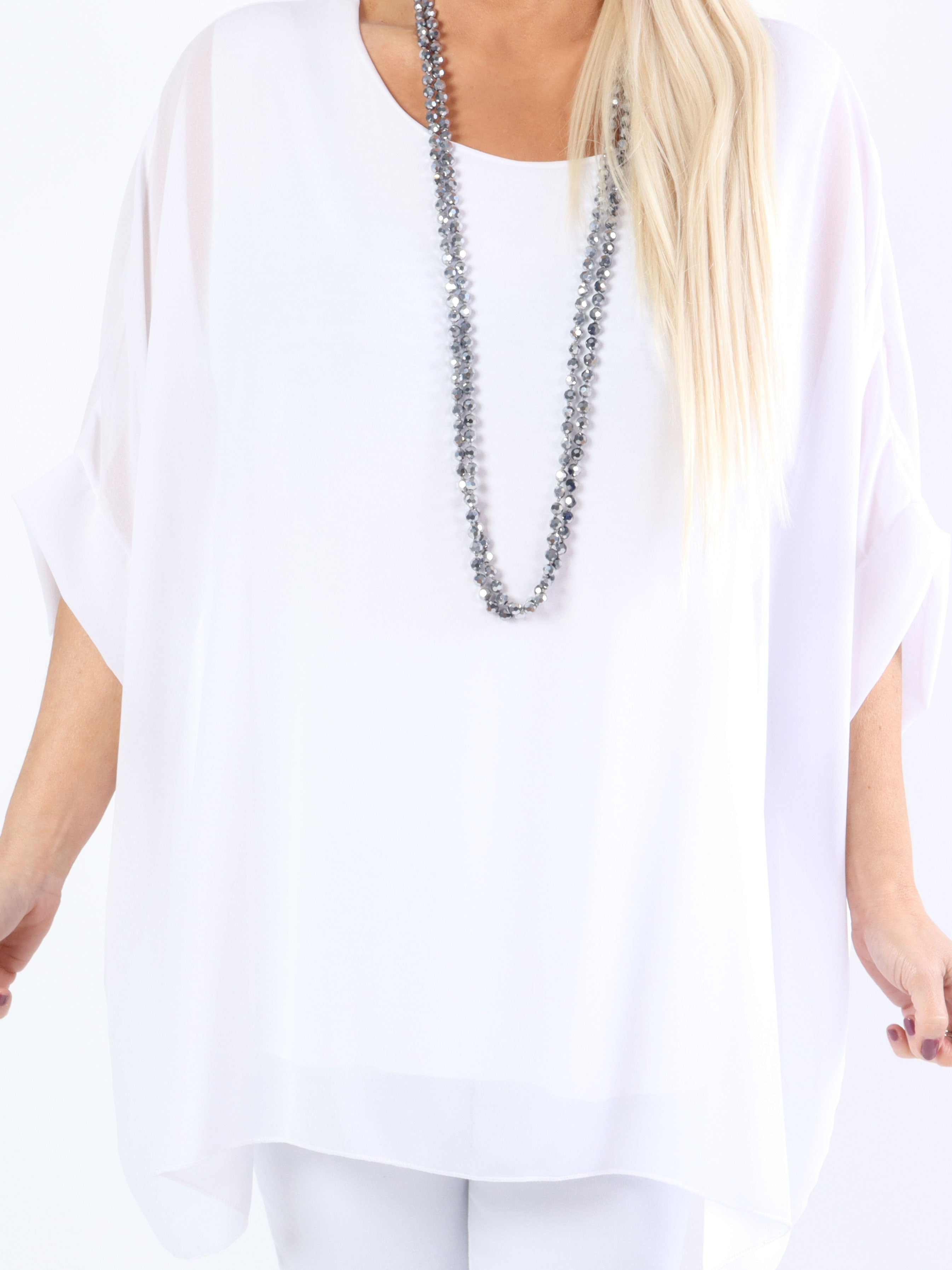 Patty - Sød plus size tunika med chiffonlag yderst