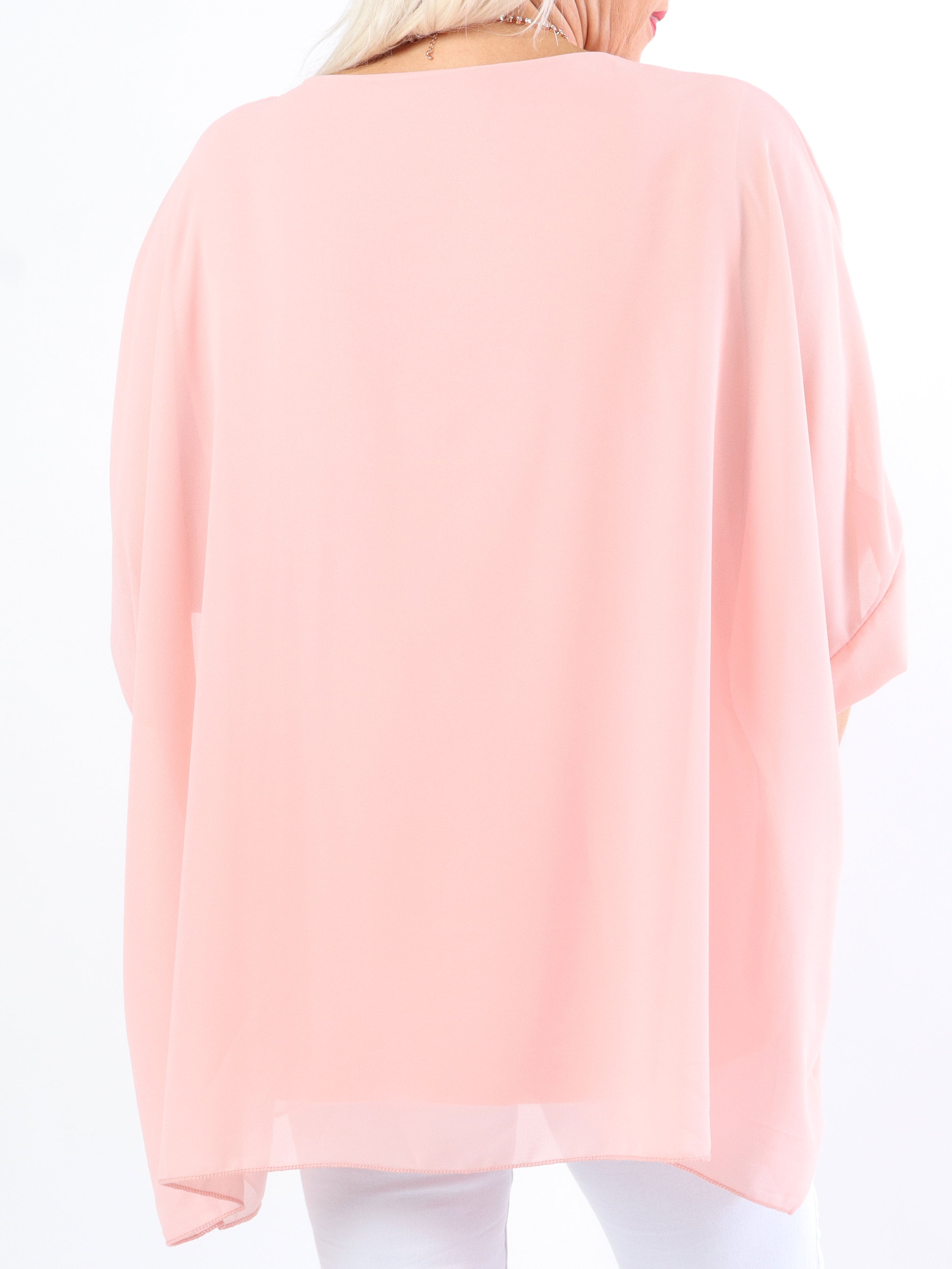 Patty - Sød plus size tunika med chiffonlag yderst