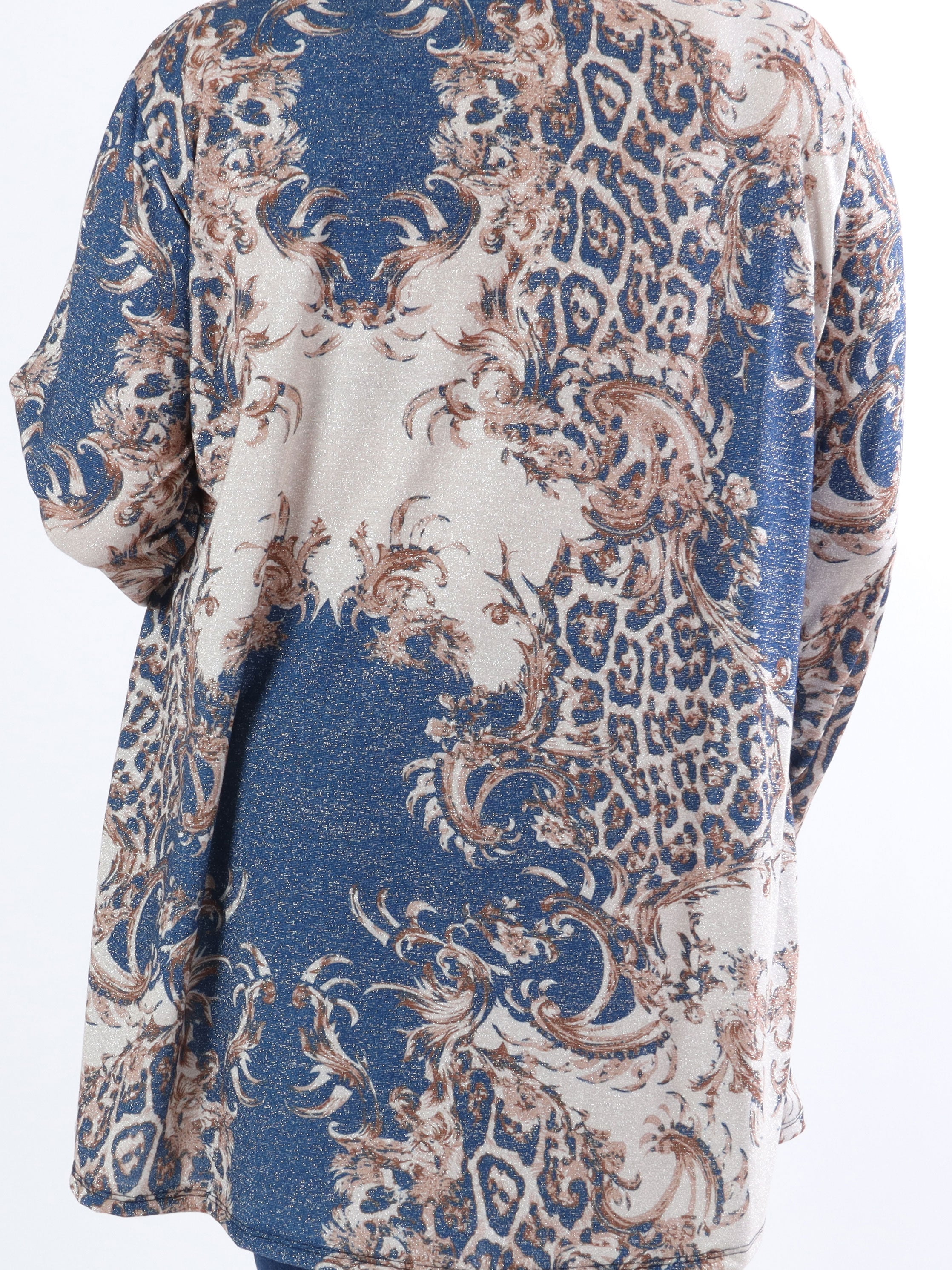 Paula -  Plus size glitter bluse med leopardprint