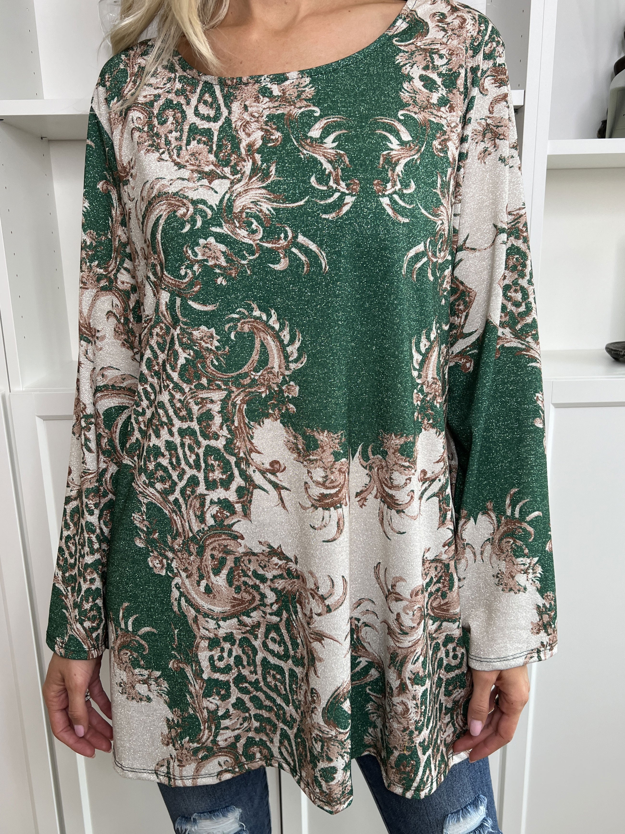 Paula - Glittrende bluse med leopard print