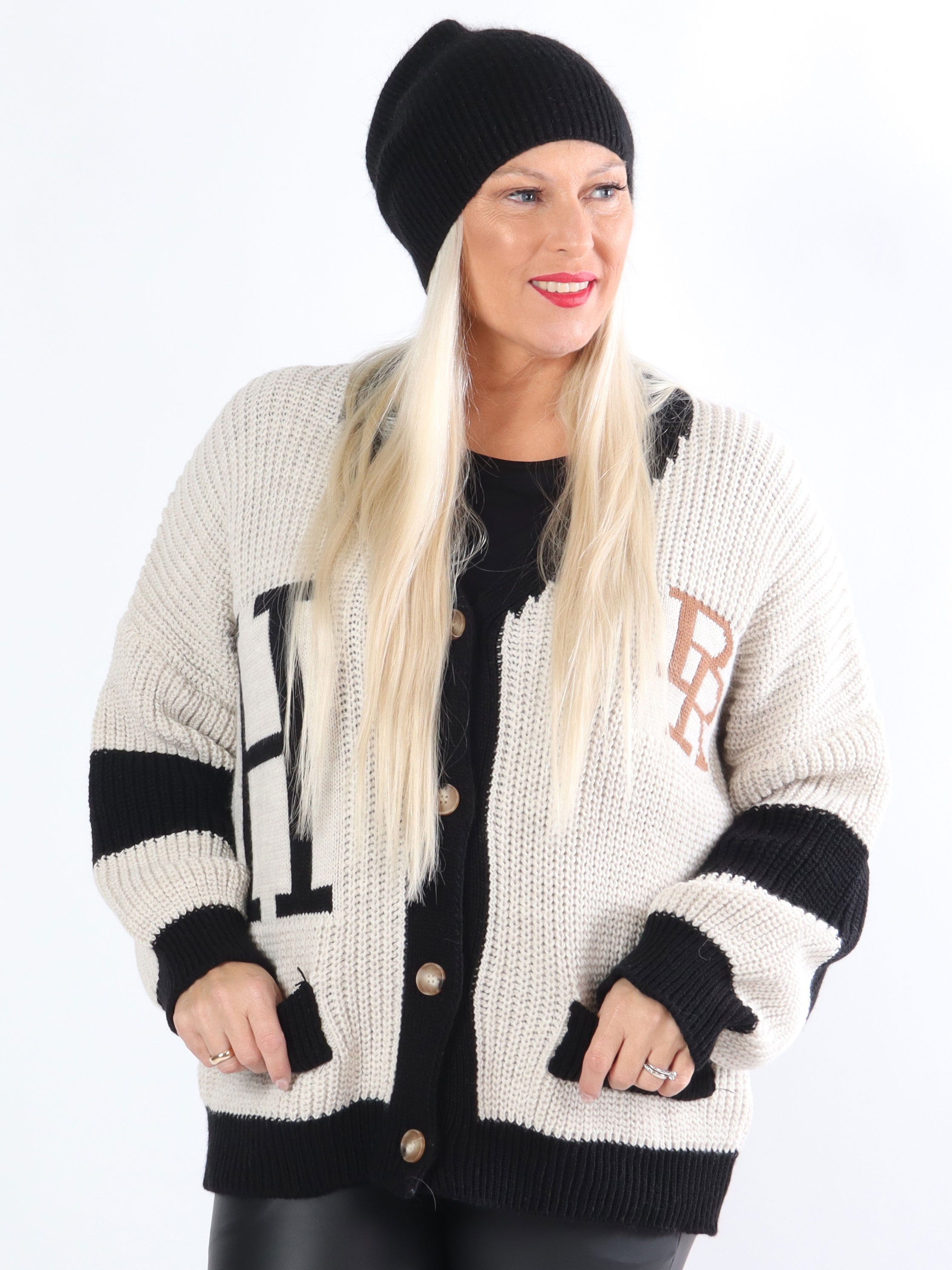 Pauline - Sej plus size cardigan med bogstaver