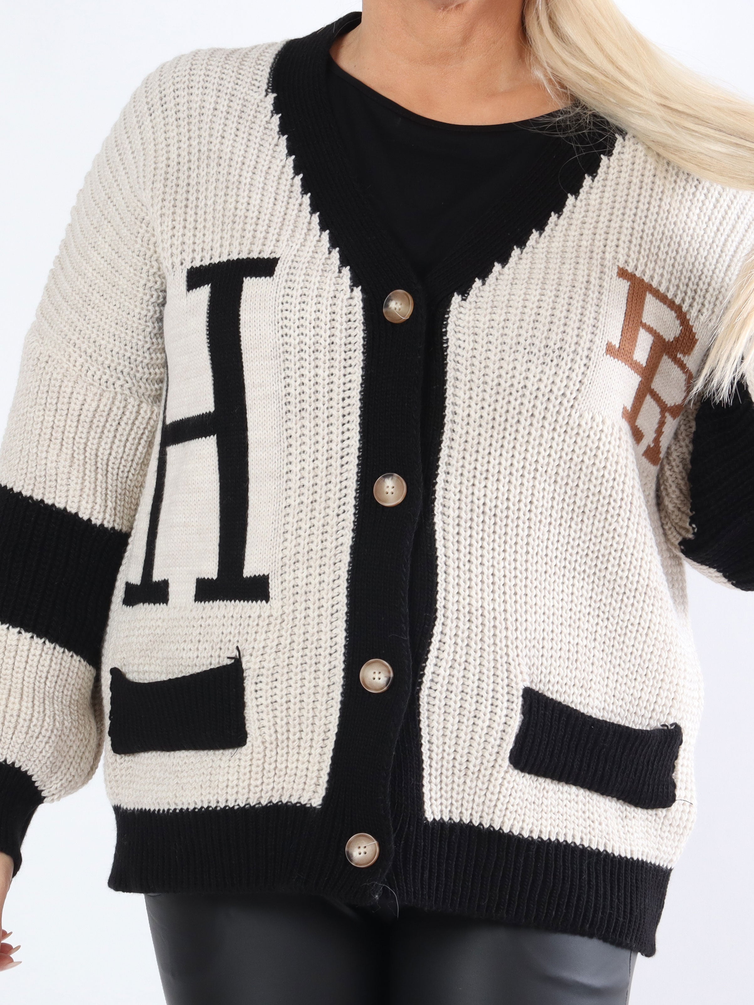 Pauline - Sej plus size cardigan med bogstaver