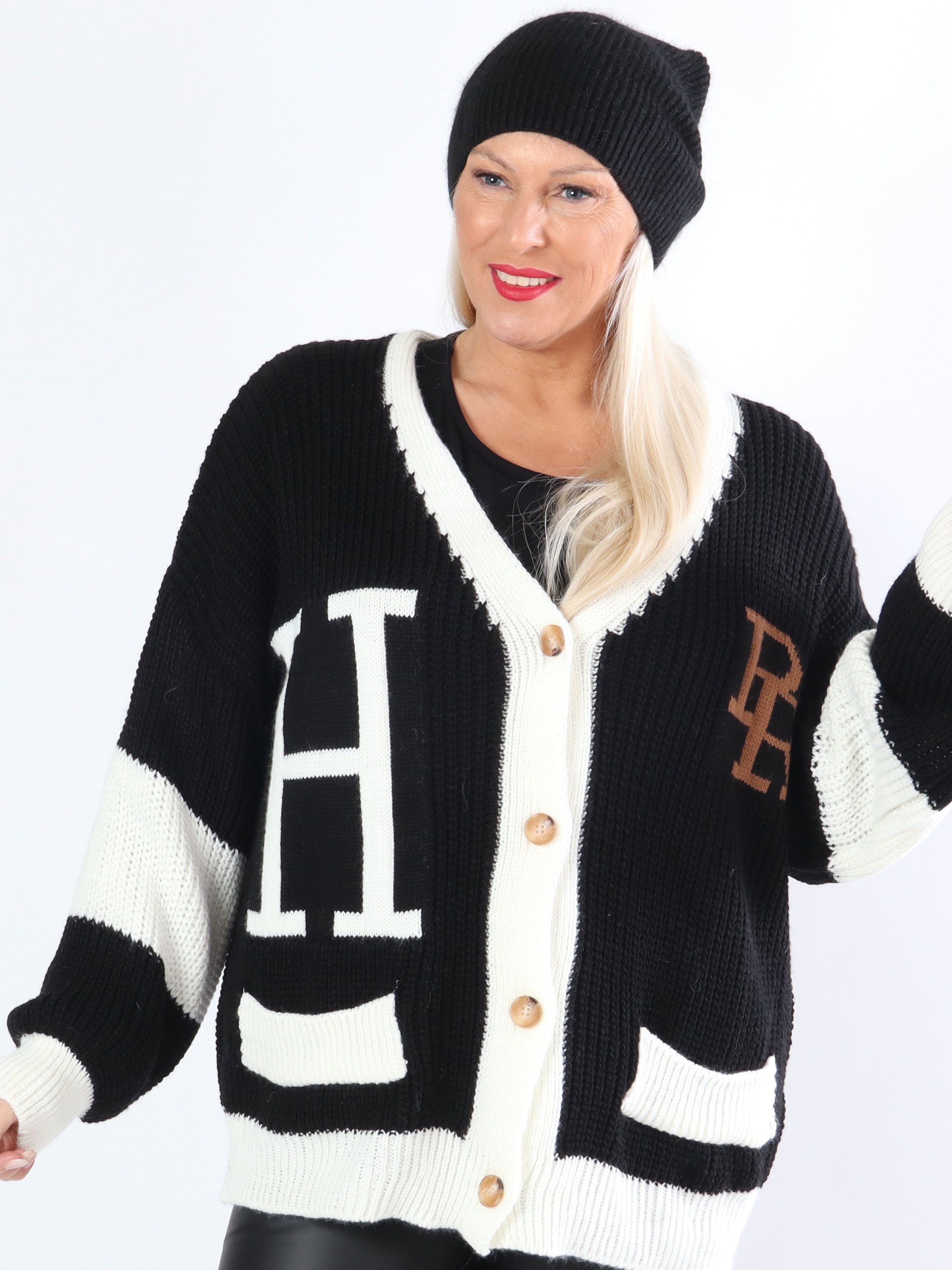 Pauline - Sej plus size cardigan med bogstaver