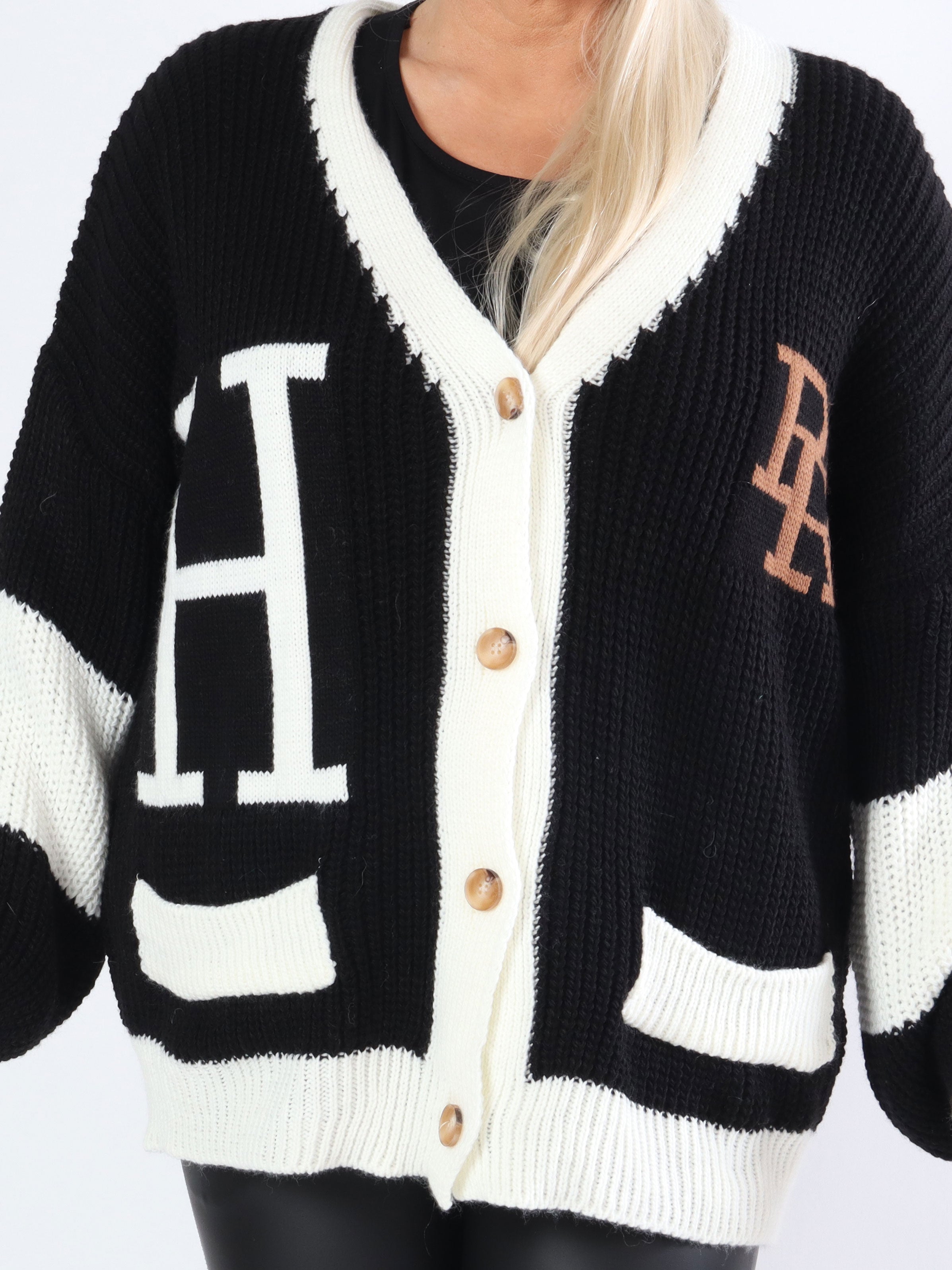 Pauline - Sej plus size cardigan med bogstaver