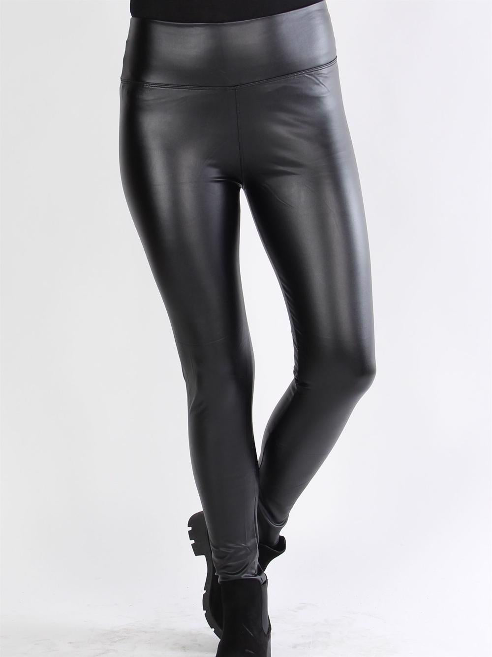 Penny - Armygrønne leggings i læderlook