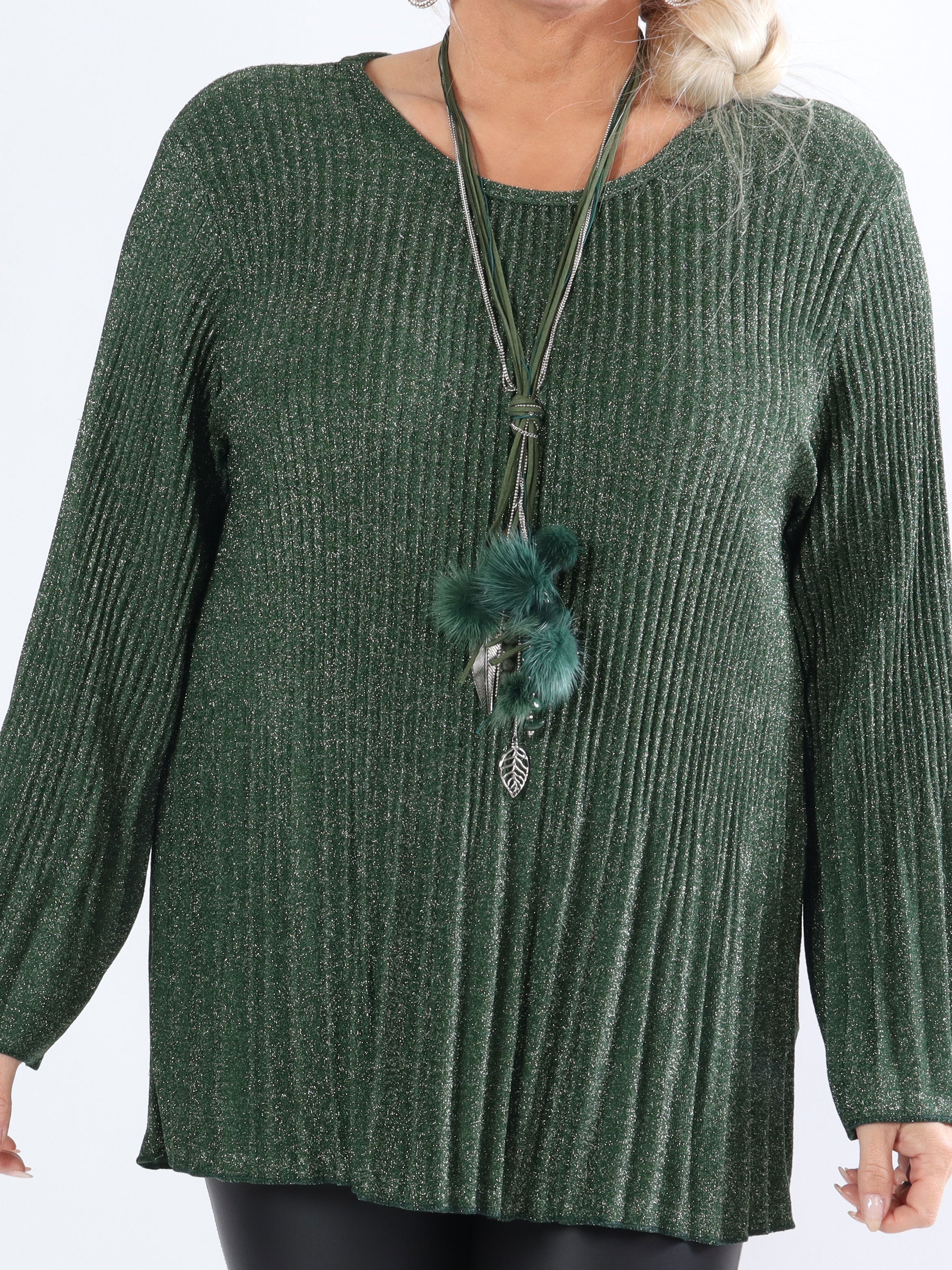 Ricarda - Plus size glimmerbluse med plisseringer