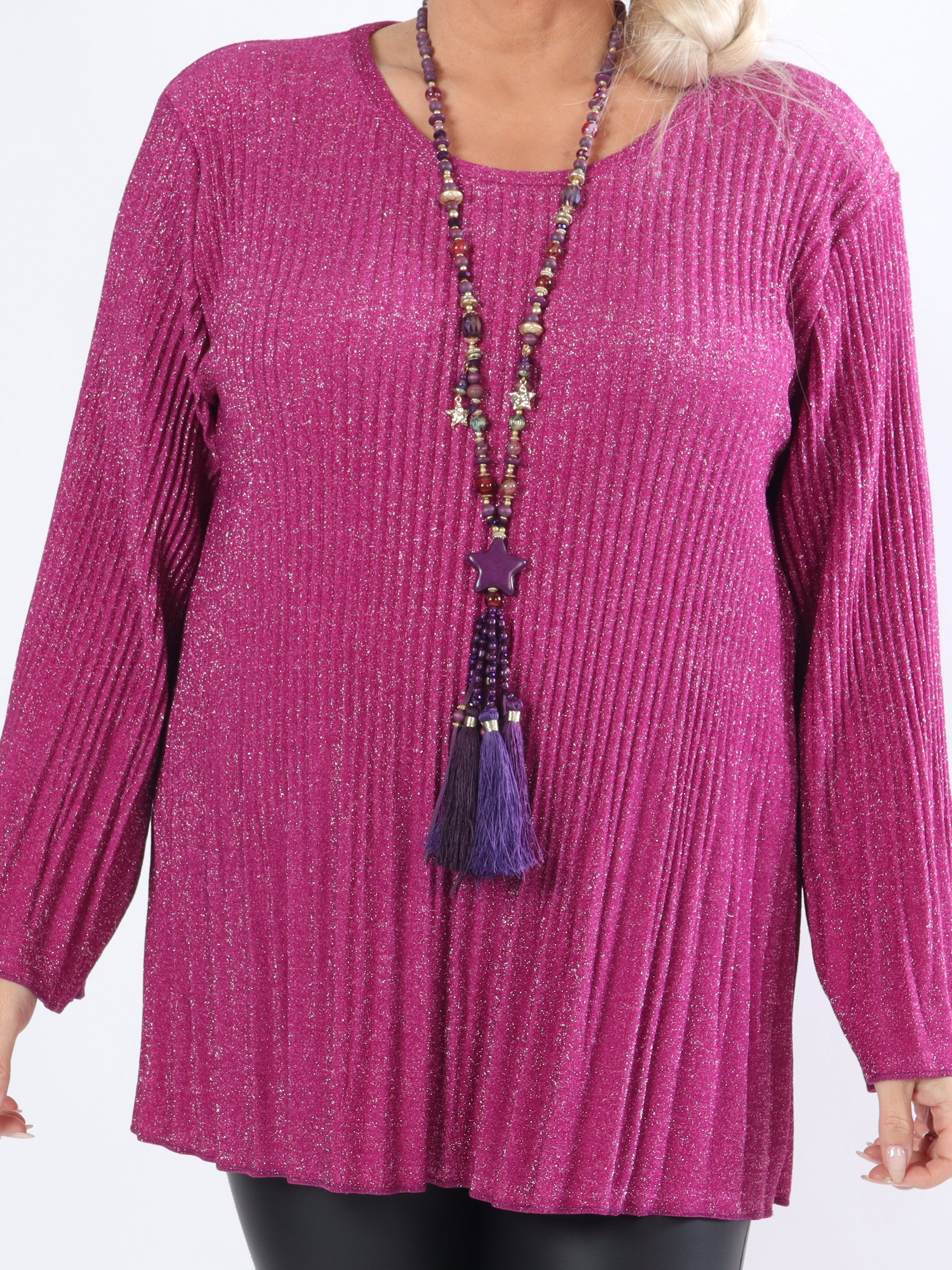 Ricarda - Plus size glimmerbluse med plisseringer