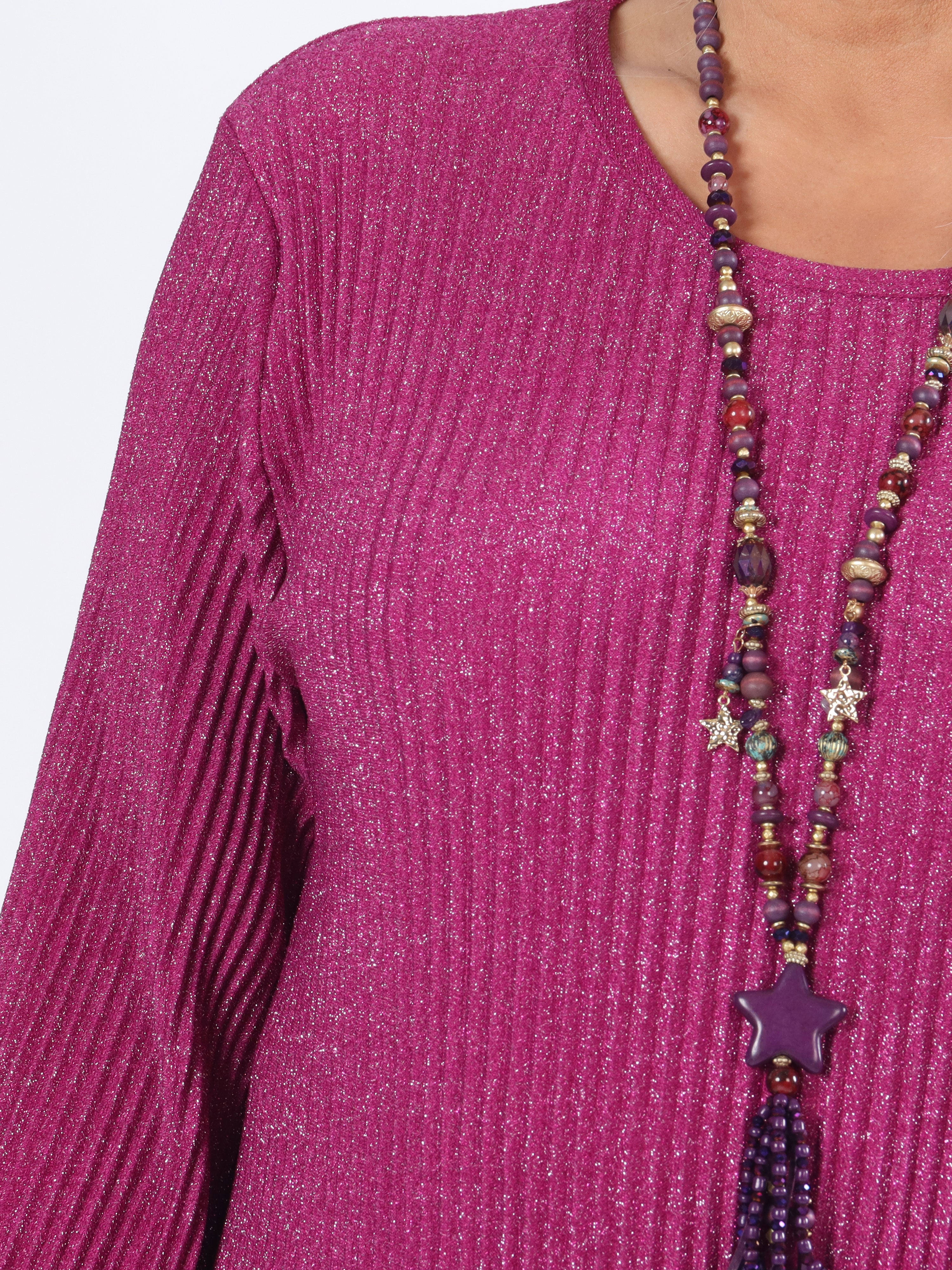 Ricarda - Plus size glimmerbluse med plisseringer