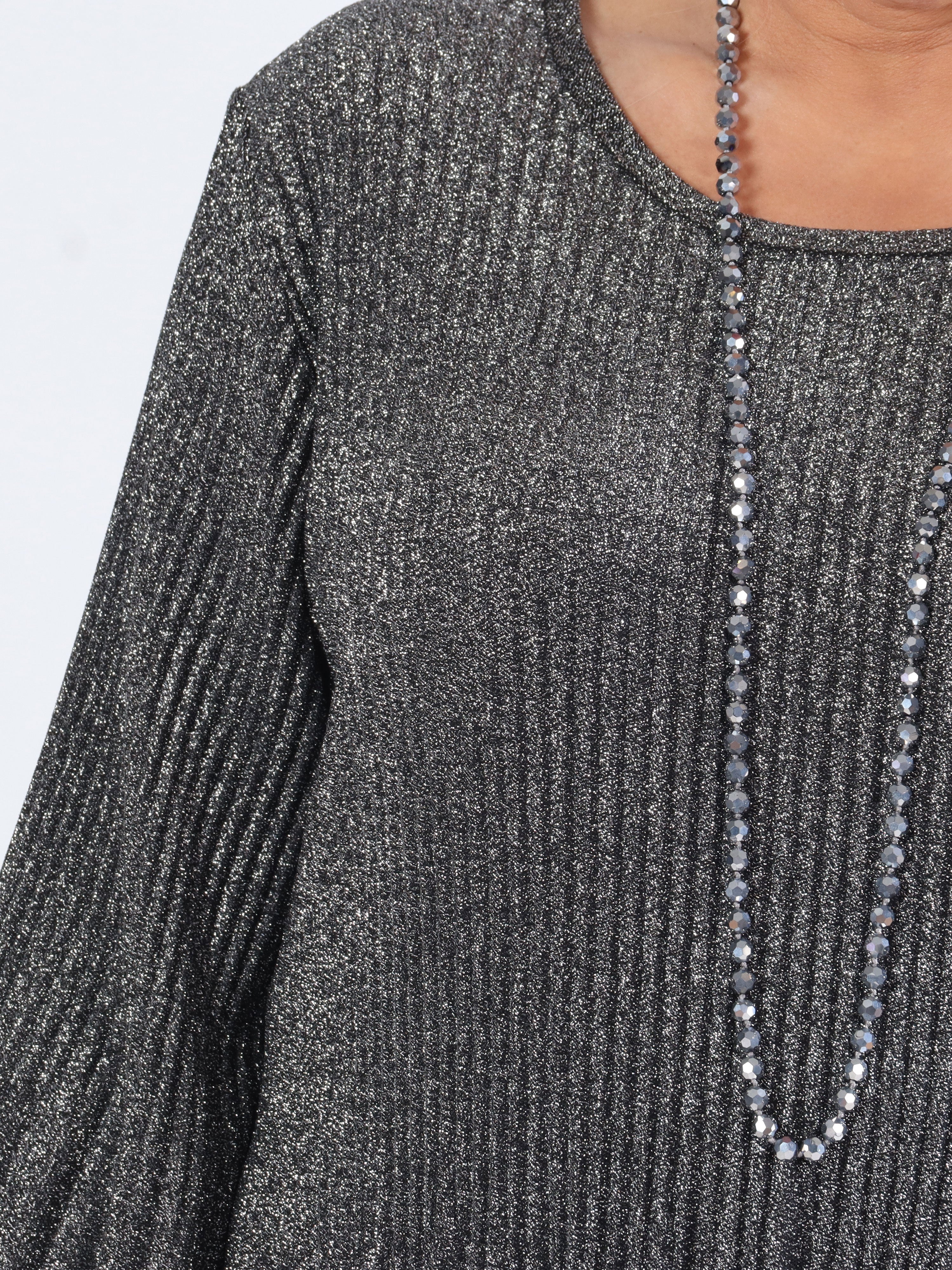 Ricarda - Plus size glimmerbluse med plisseringer