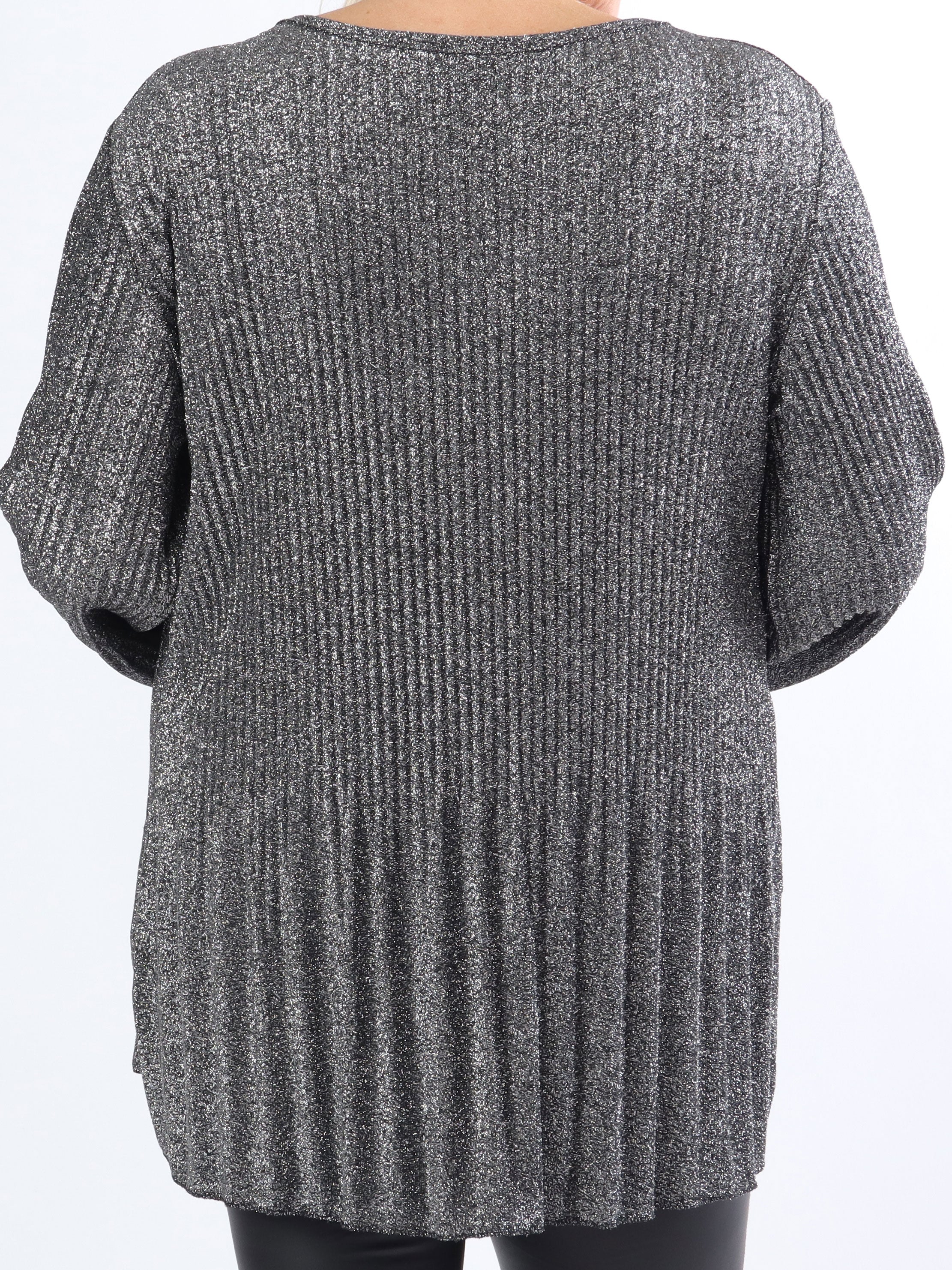 Ricarda - Plus size glimmerbluse med plisseringer