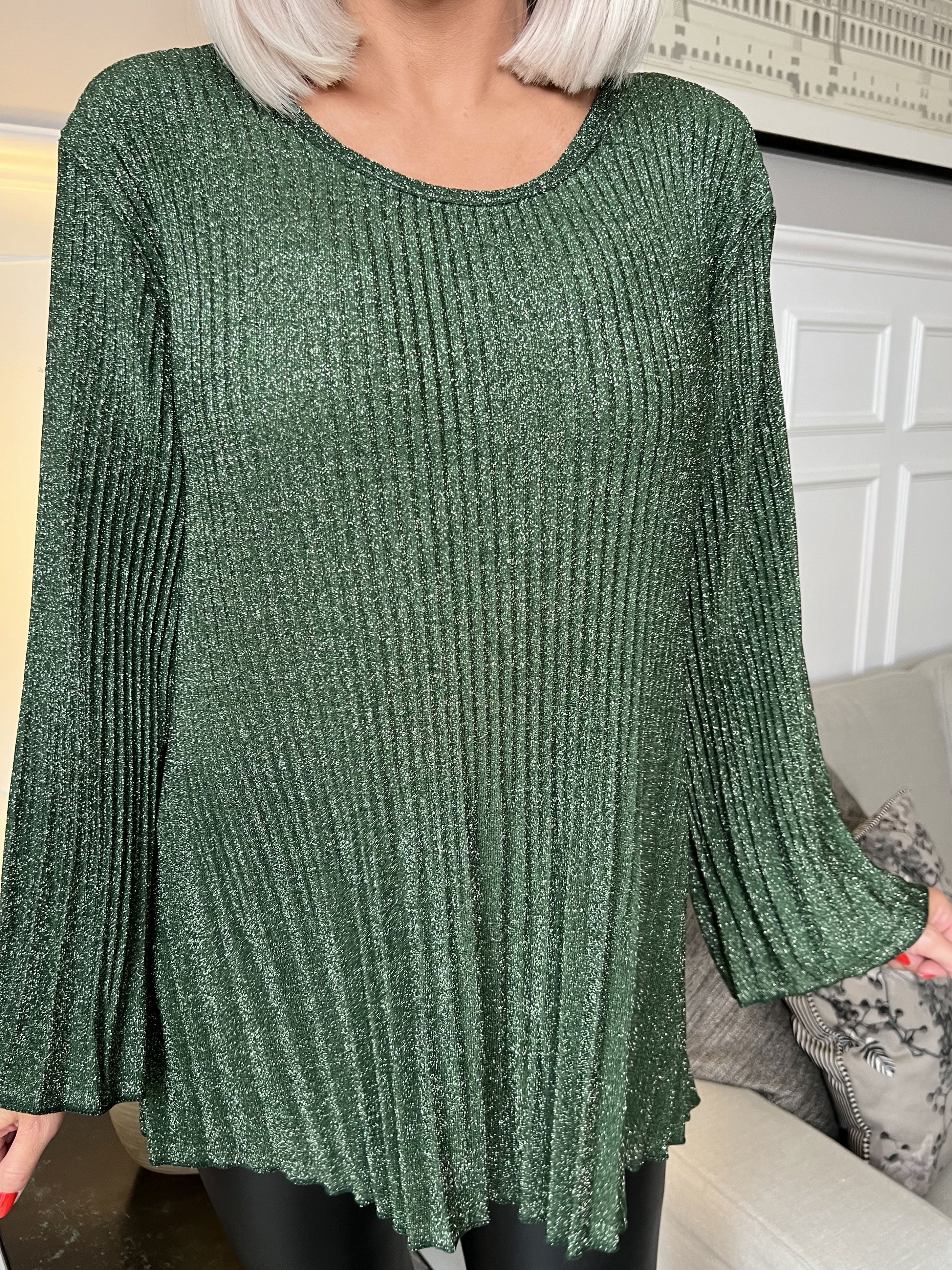 Ricarda - Bluse i glimmerstof med plisseringer