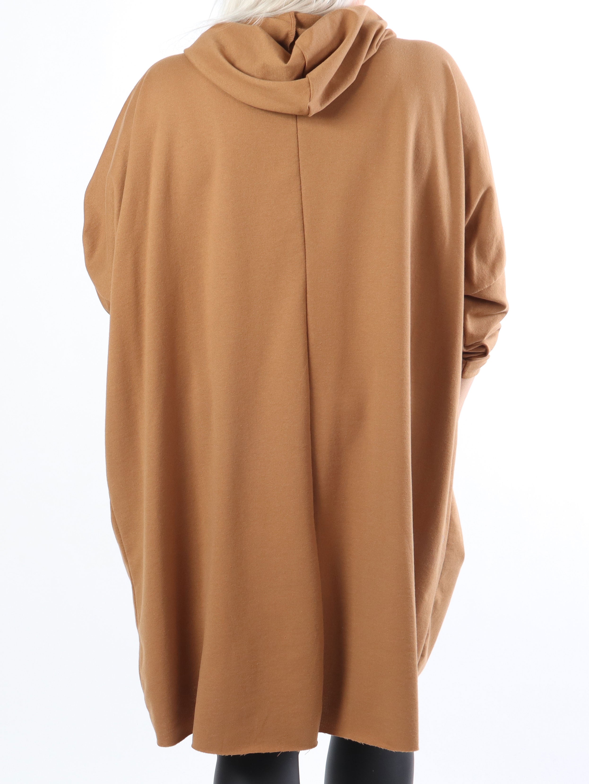 Rock - Cool plus size kjole med hætte og tekst