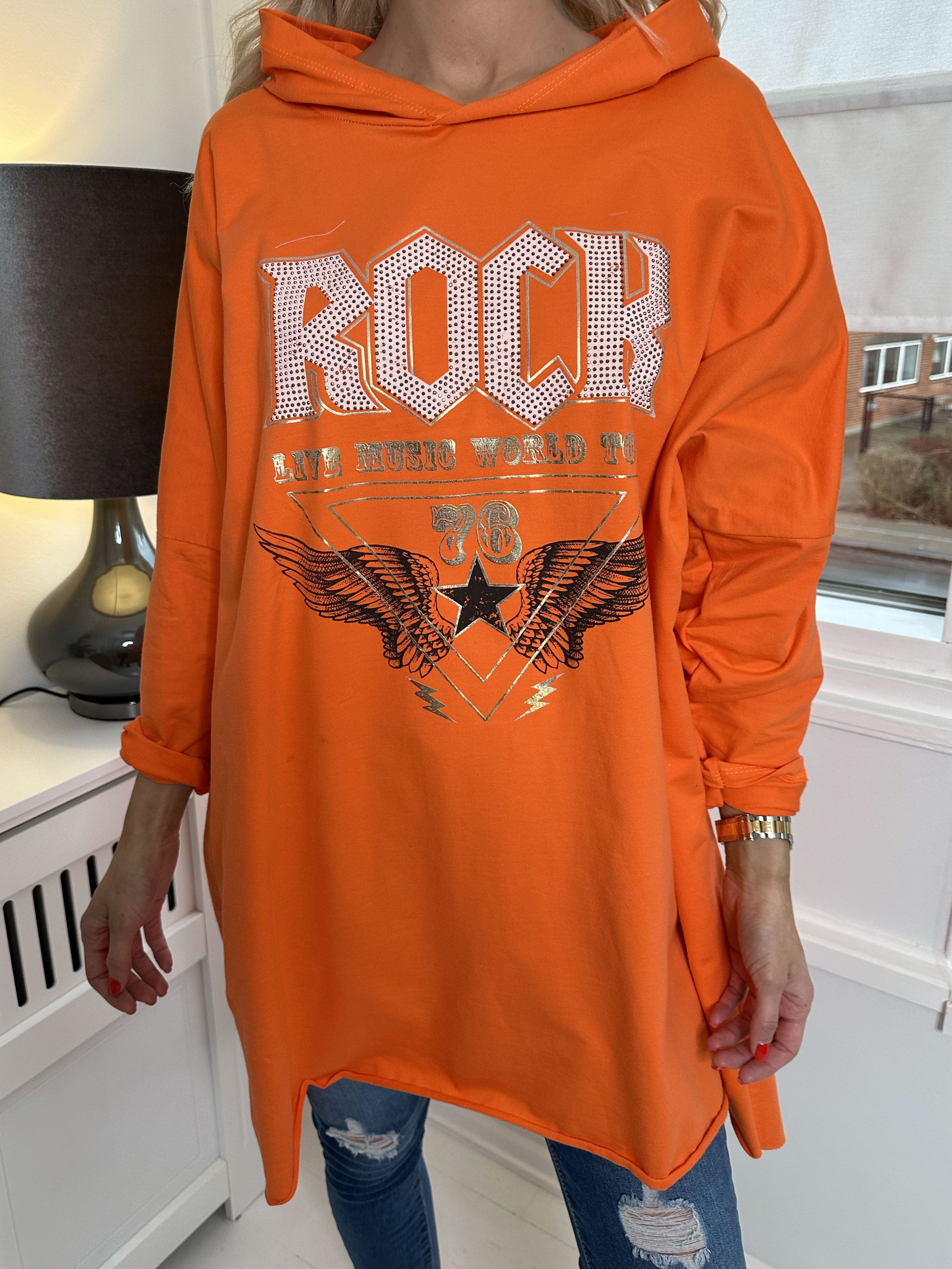 Rock - Cool hoodie kjole med tekst