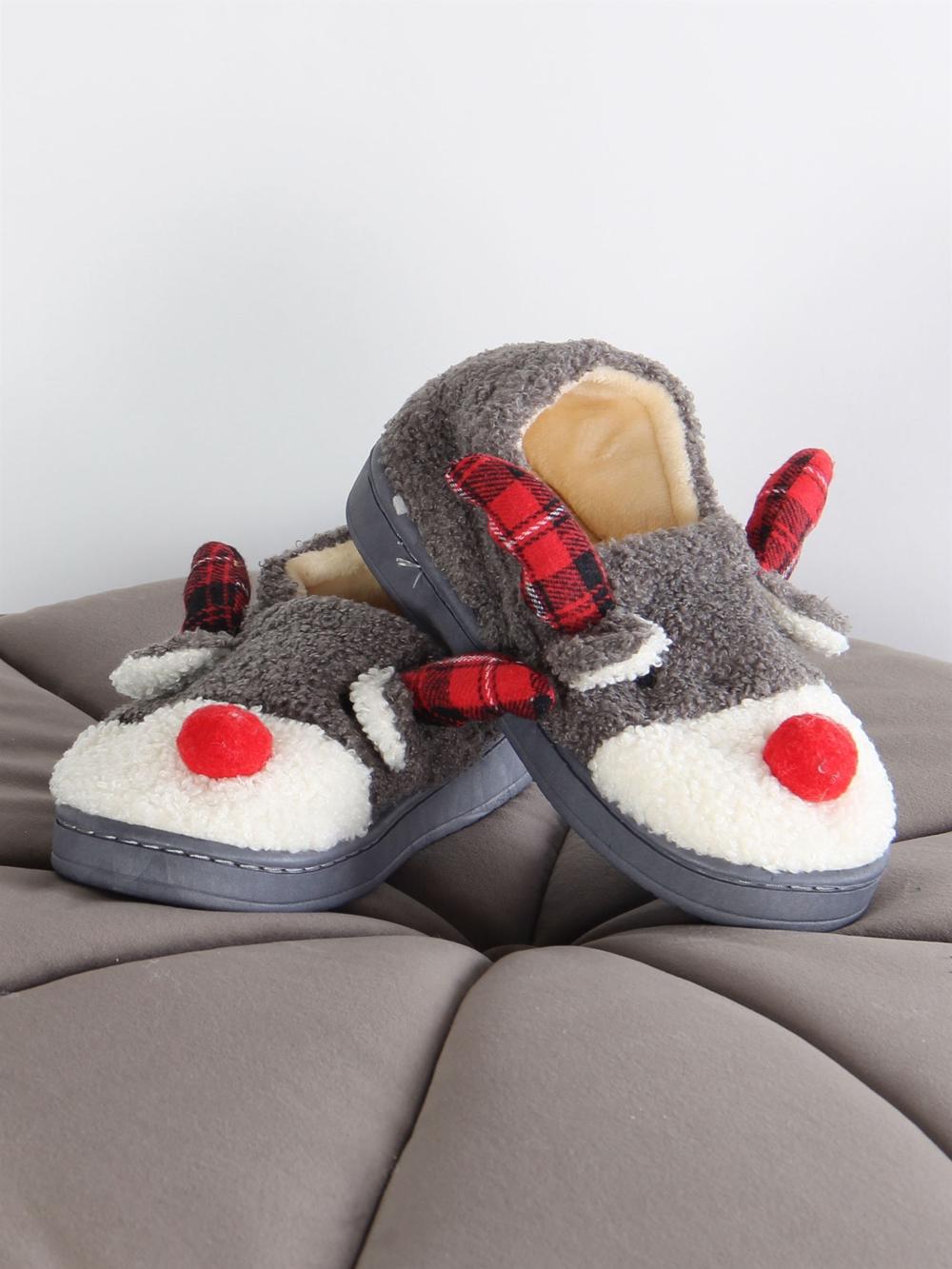 Rudolf - Søde beigefarvet rensdyr sutsko