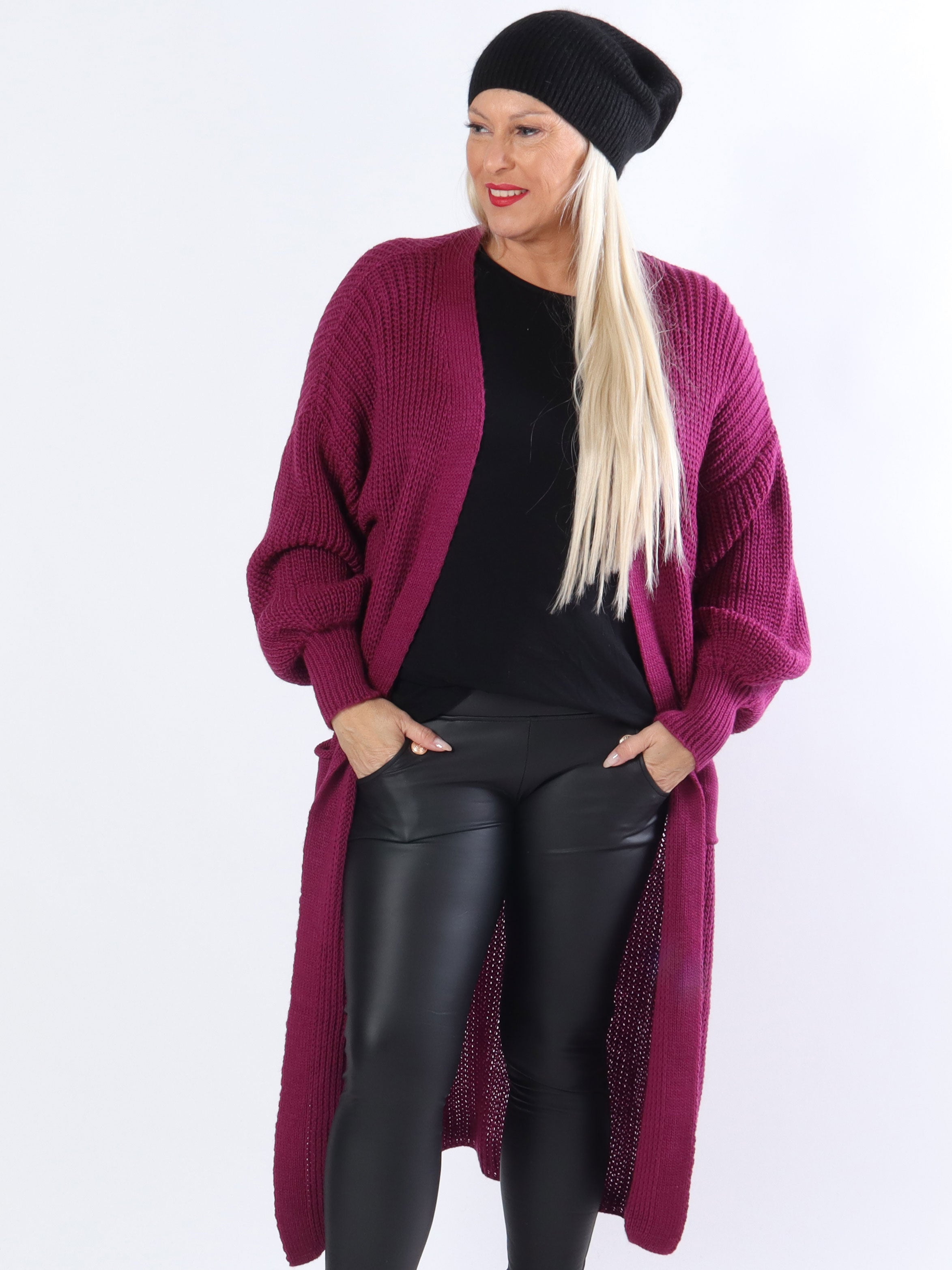 Sally - Plus size strikcardigan med fine ballonærmer