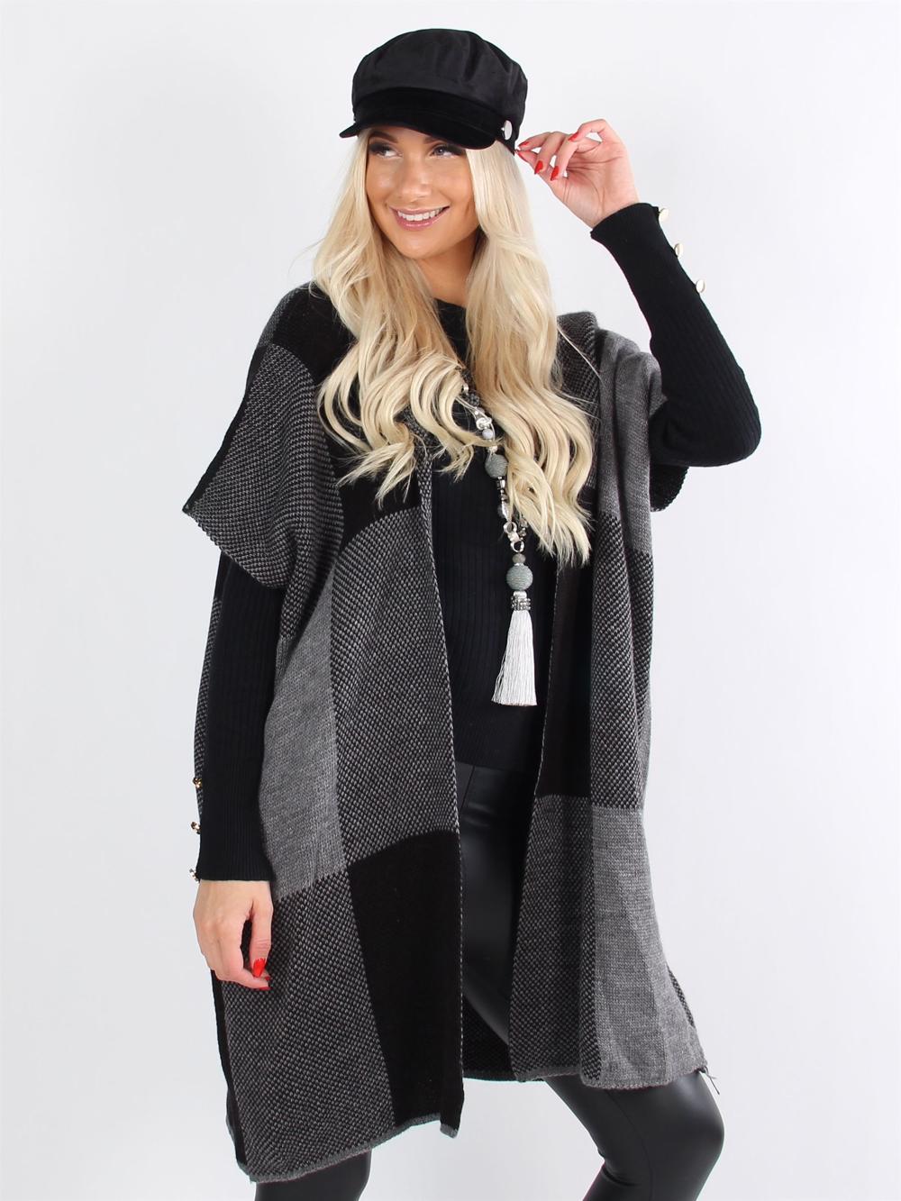 Saimine - Armygrøn simpel strikcardigan uden ærmer