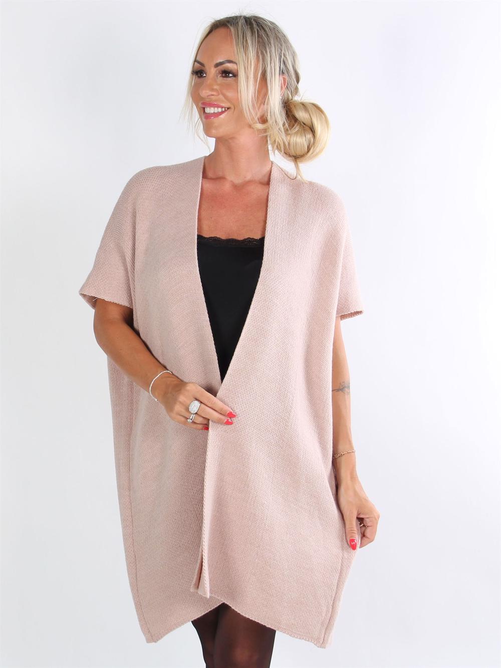 Saimine - Armygrøn simpel strikcardigan uden ærmer