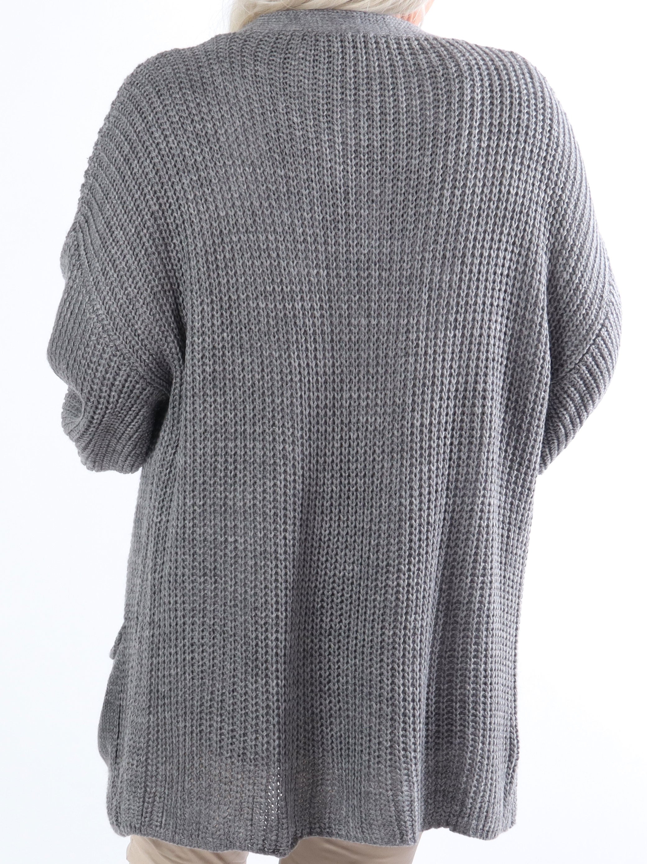 Sally Short - Sød plus size strik cardigan med ballonærmer