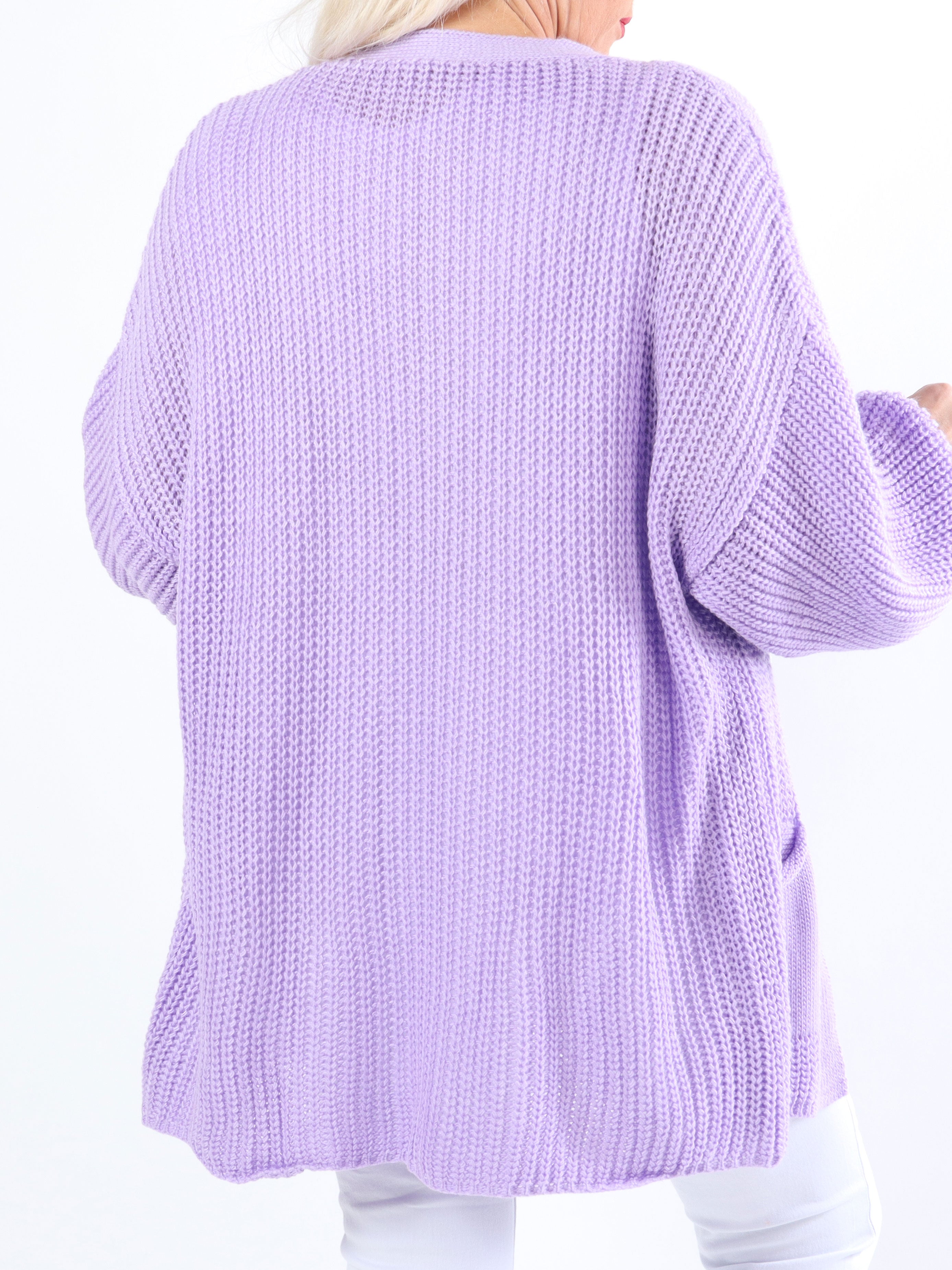 Sally Short - Sød plus size strik cardigan med ballonærmer