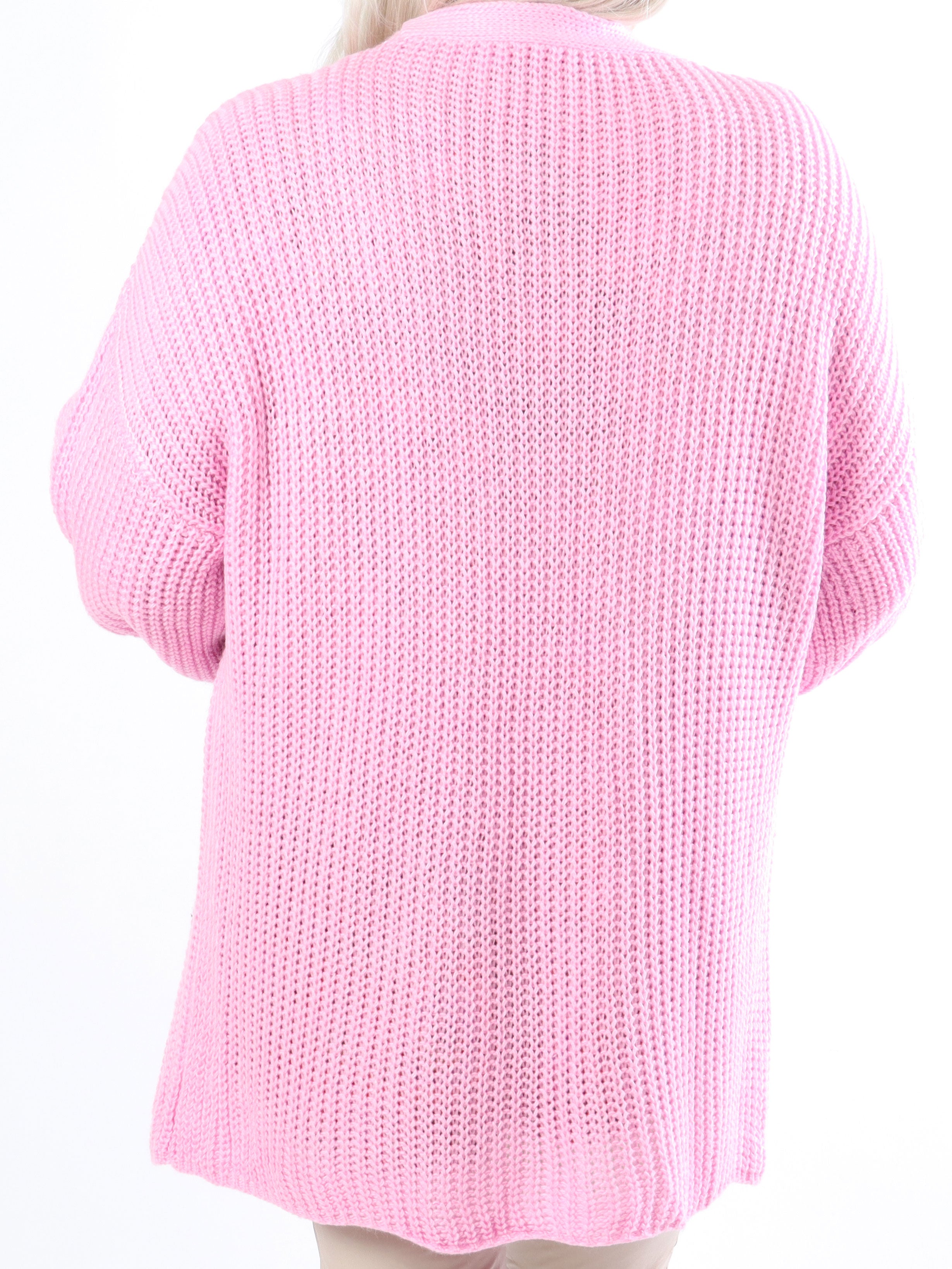 Sally Short - Sød plus size strik cardigan med ballonærmer