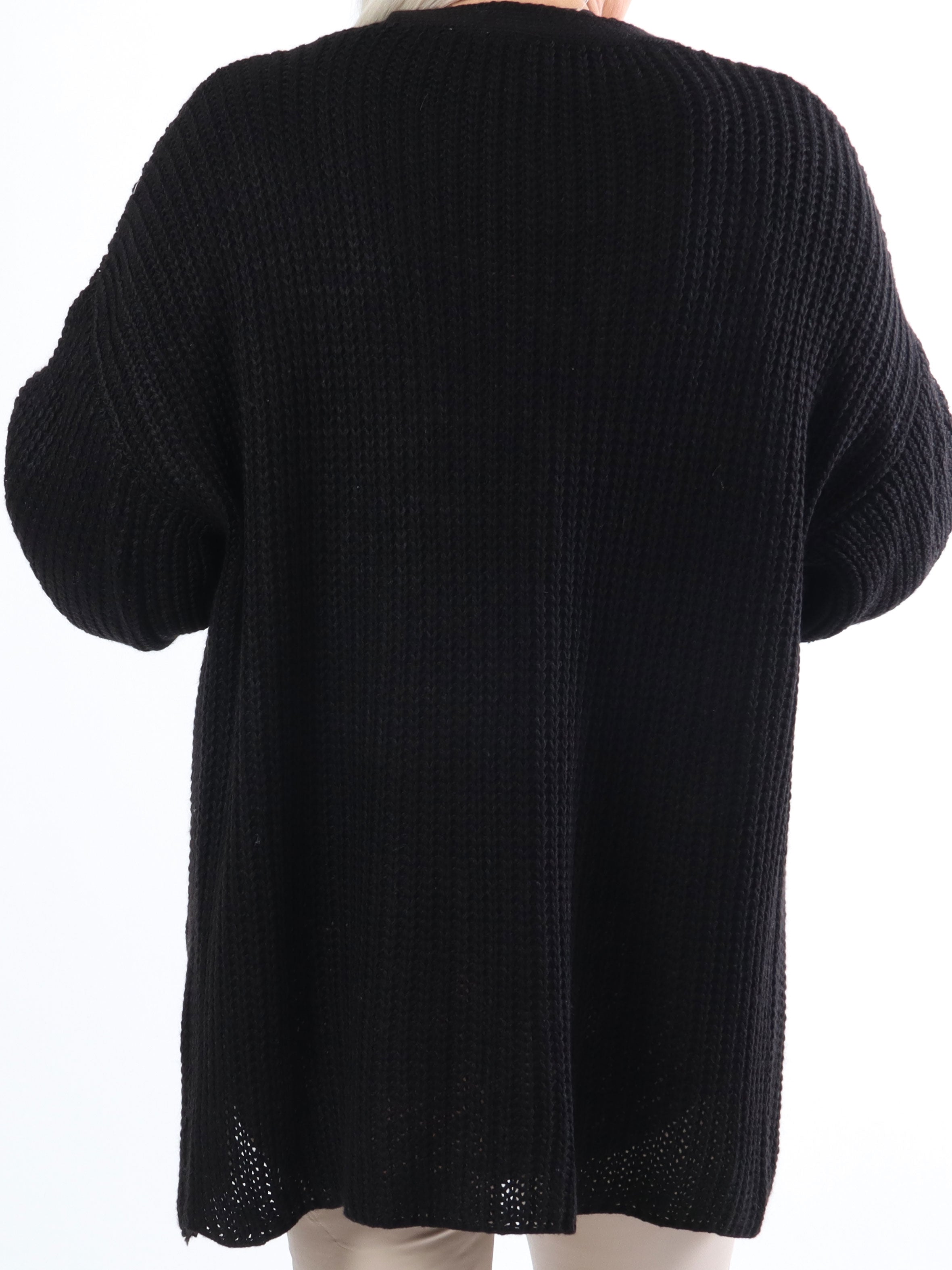 Sally Short - Sød plus size strik cardigan med ballonærmer