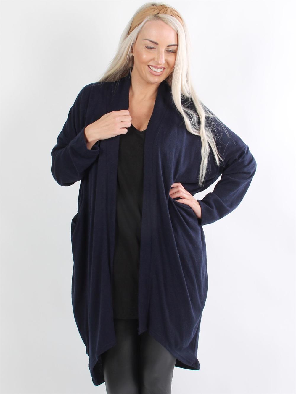 Sanja - Sort blød oversize cardigan med store lommer