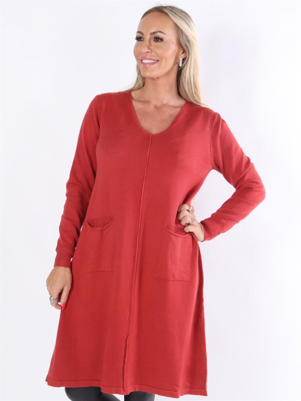 Sascha - Lang blød strikkjole med lommer