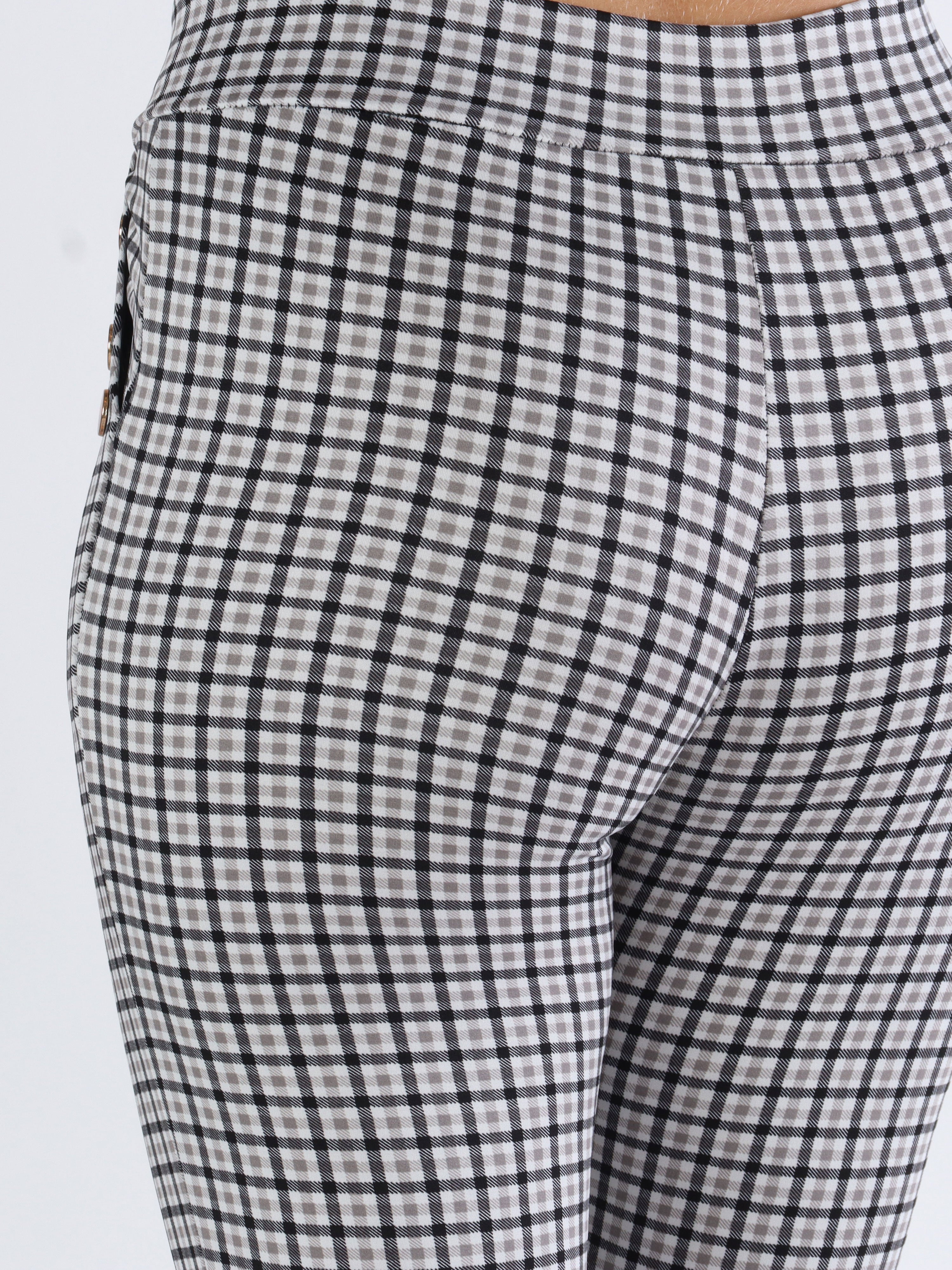 Selena - Ternede elastiske bukser med guldknapper