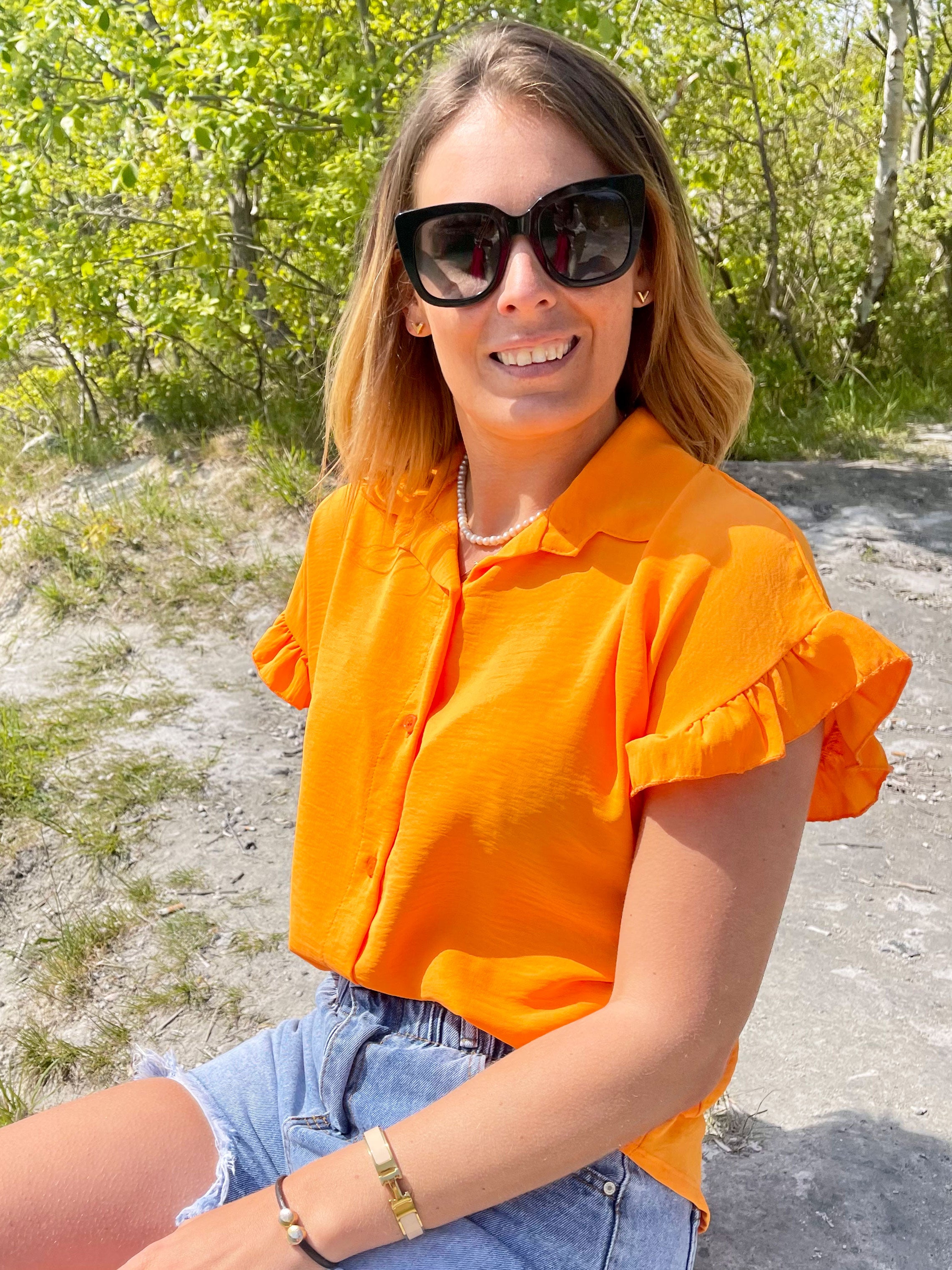 Selvina - Skjorte med søde flæseærmer