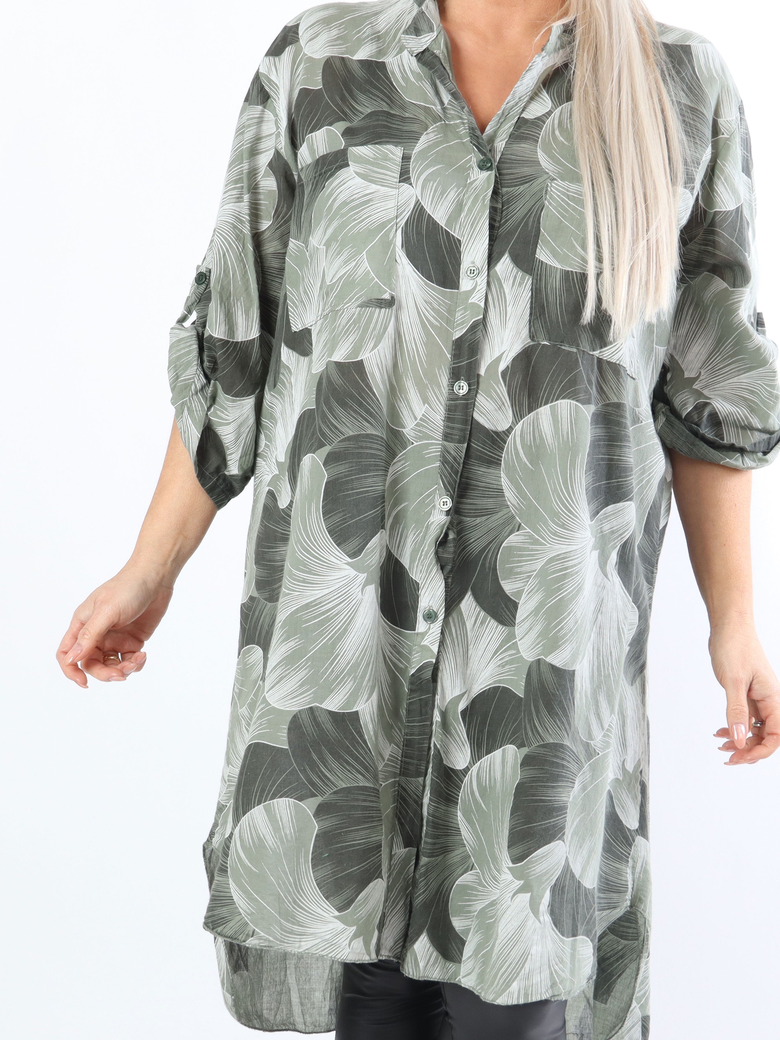 Silvana - Plus size skjorte i let mønstret stof