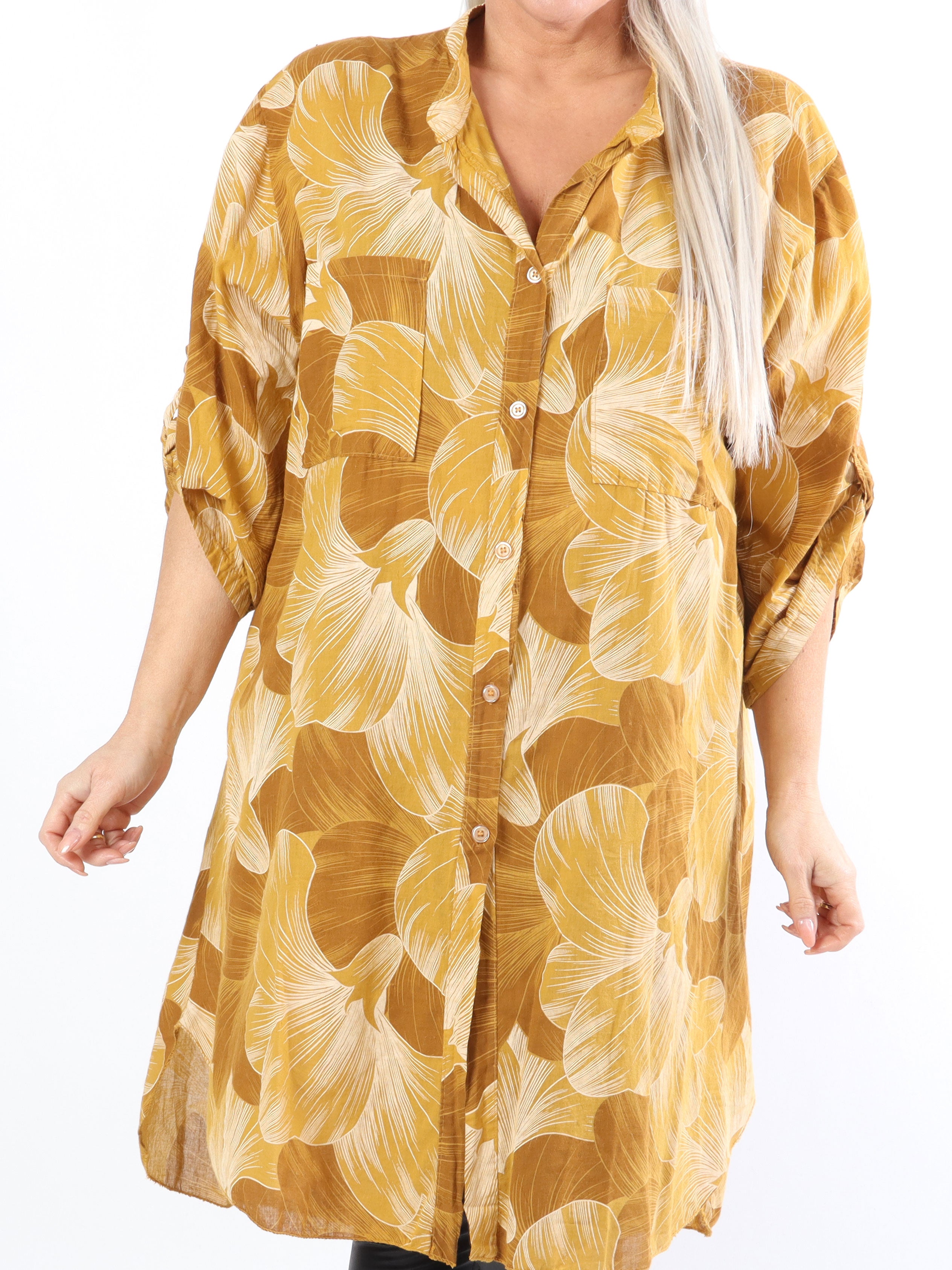 Silvana - Plus size skjorte i let mønstret stof